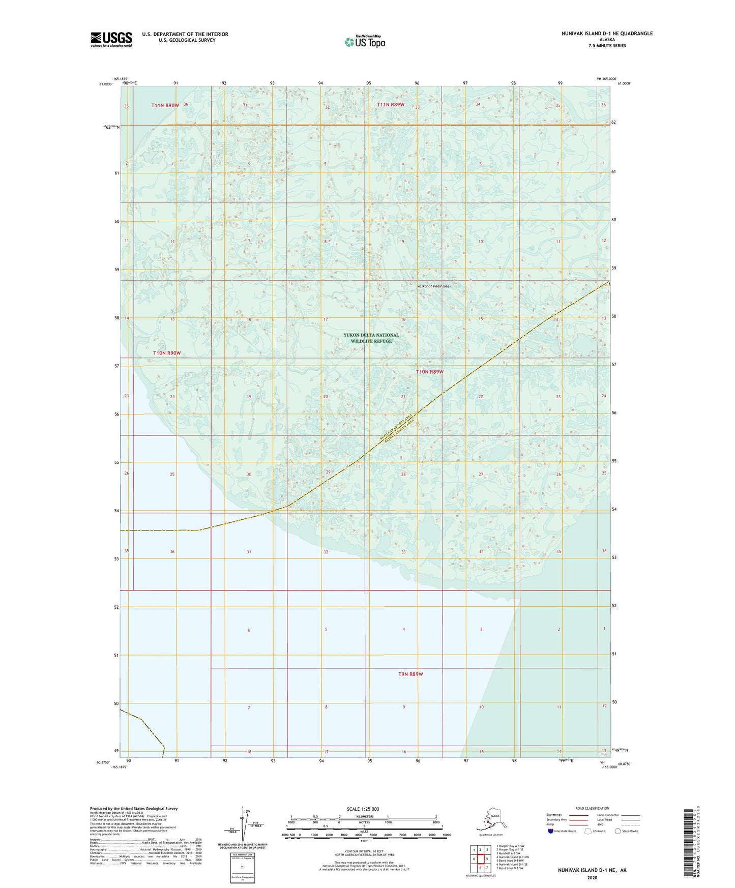 Nunivak Island D-1 NE Alaska US Topo Map Image