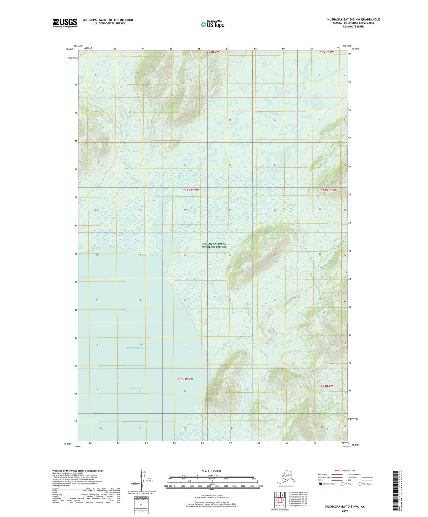 Nushagak Bay D-5 NW Alaska US Topo Map Image