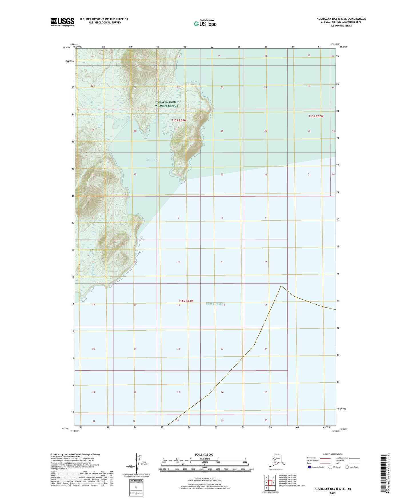 Nushagak Bay D-6 SE Alaska US Topo Map Image
