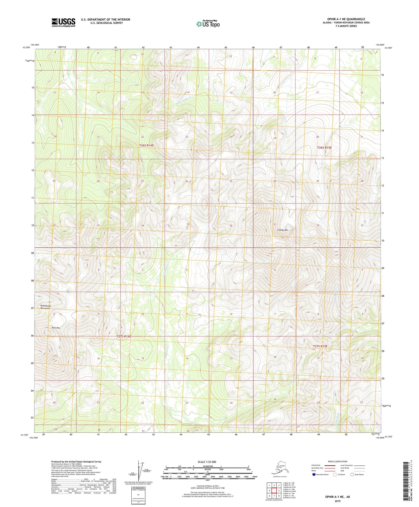 Ophir A-1 NE Alaska US Topo Map Image