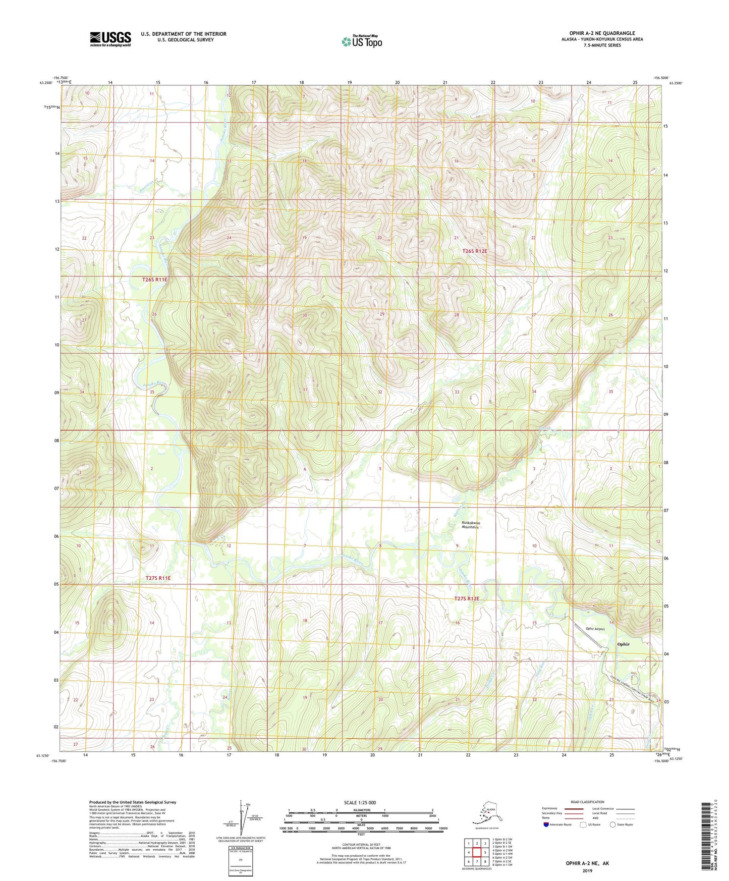 Ophir A-2 NE Alaska US Topo Map Image
