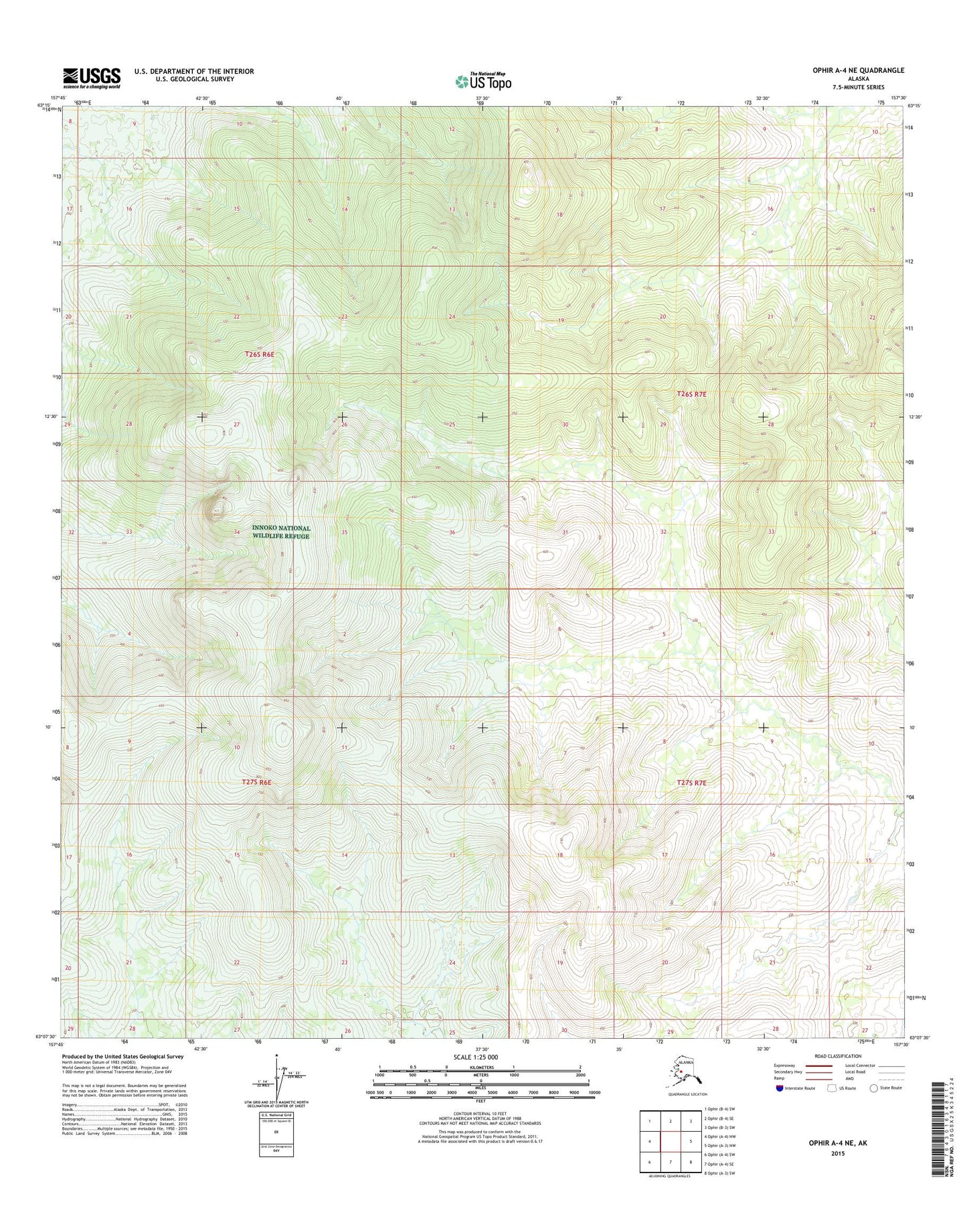 Ophir A-4 NE Alaska US Topo Map Image