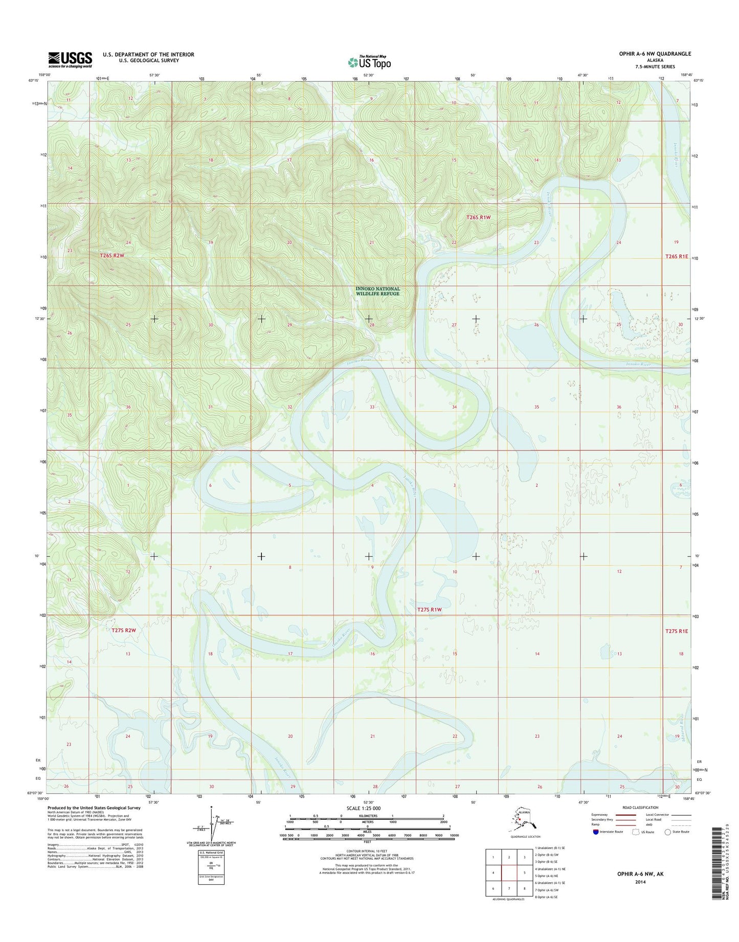 Ophir A-6 NW Alaska US Topo Map Image