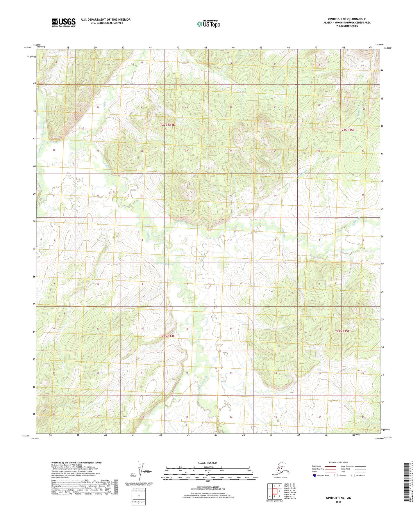 Ophir B-1 NE Alaska US Topo Map Image