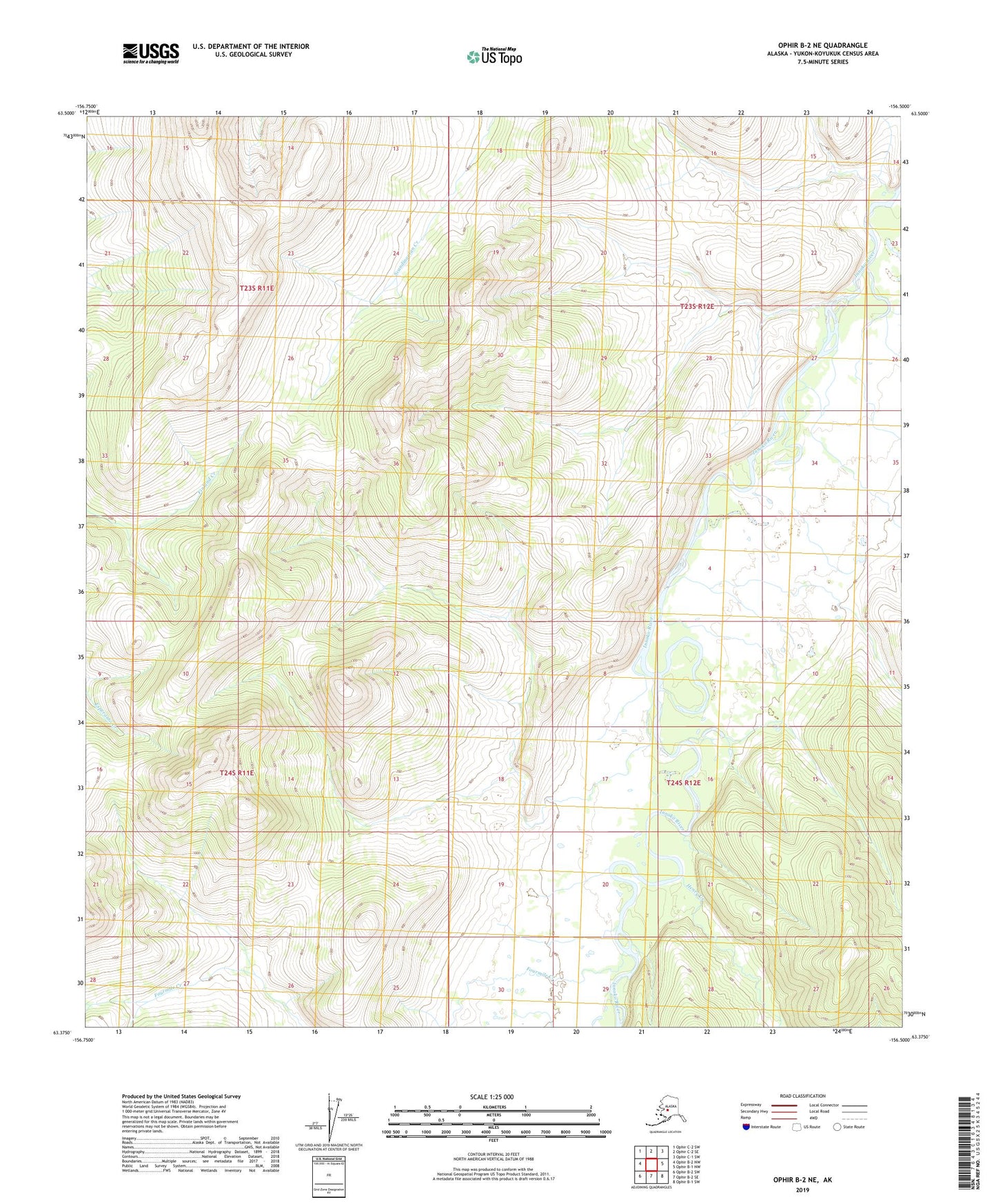 Ophir B-2 NE Alaska US Topo Map Image