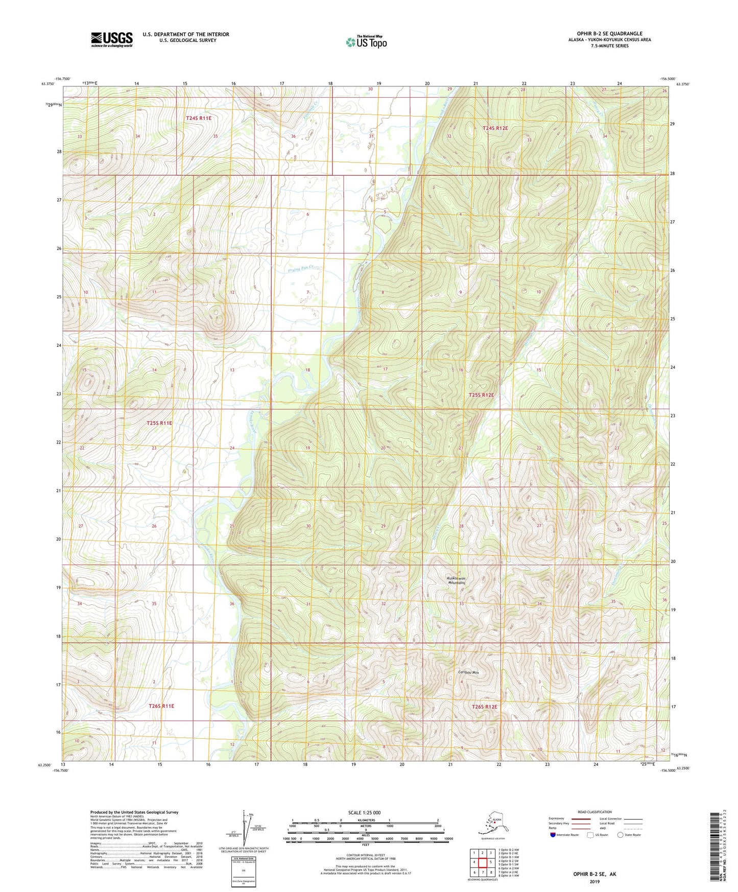 Ophir B-2 SE Alaska US Topo Map Image