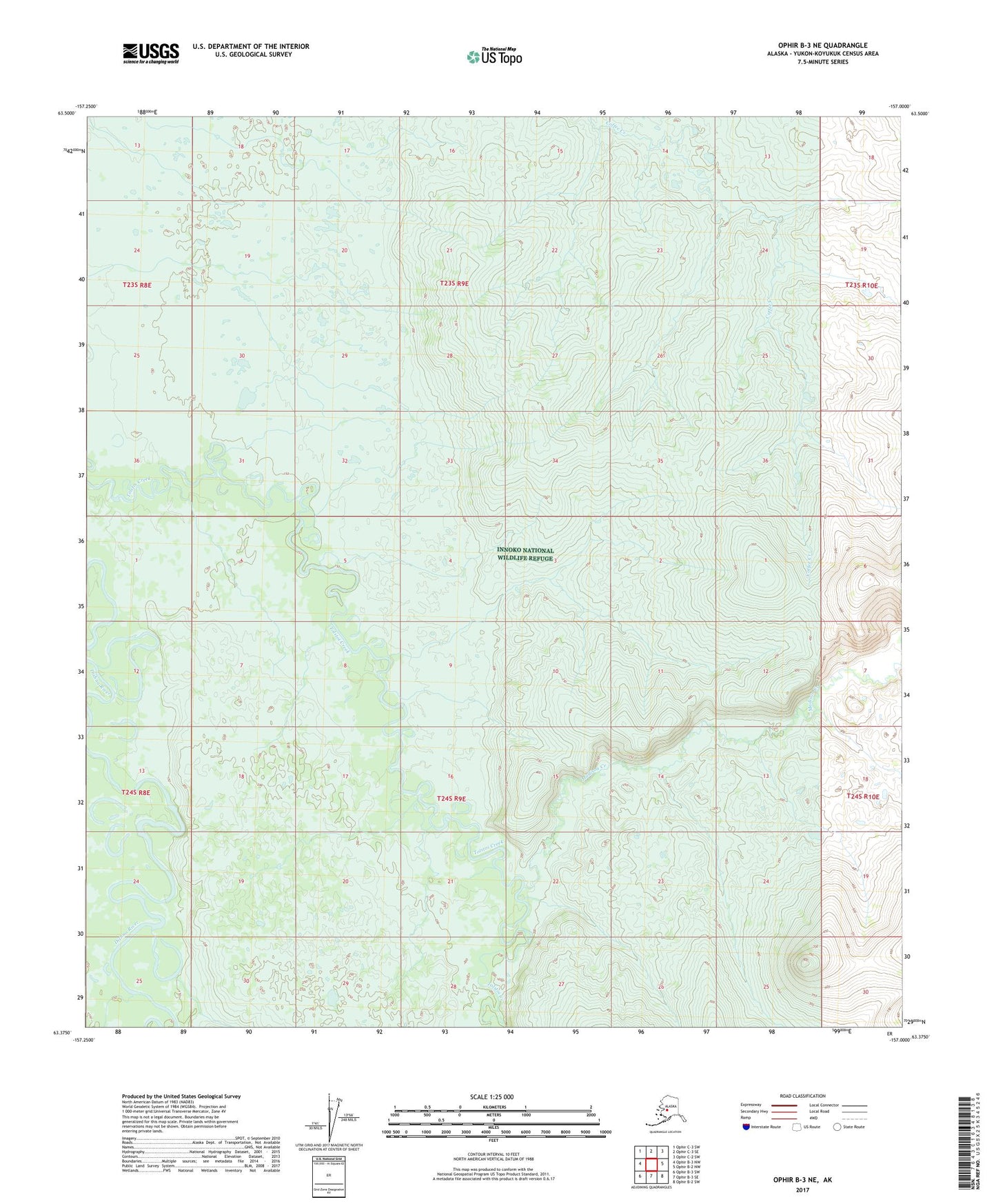 Ophir B-3 NE Alaska US Topo Map Image