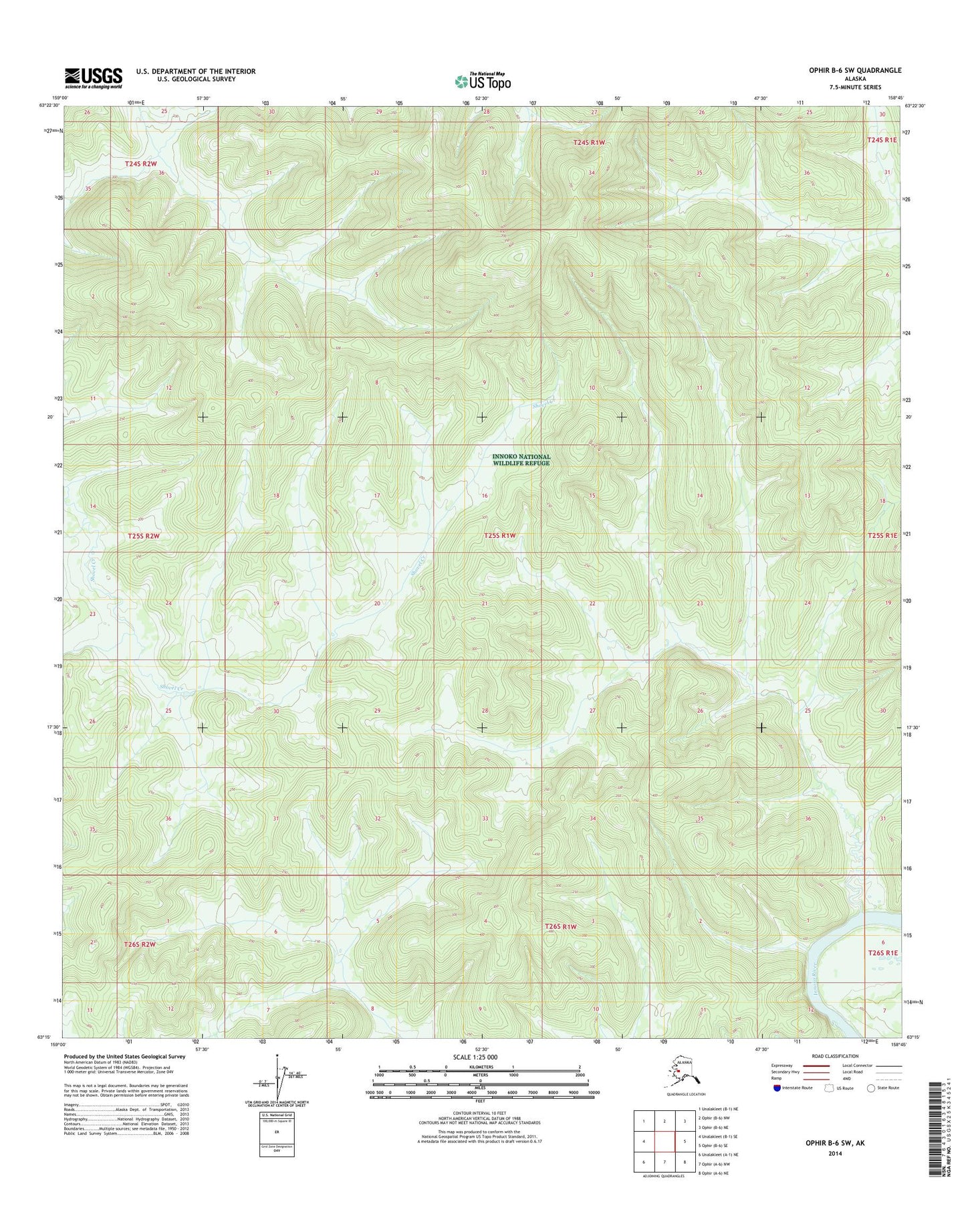 Ophir B-6 SW Alaska US Topo Map Image