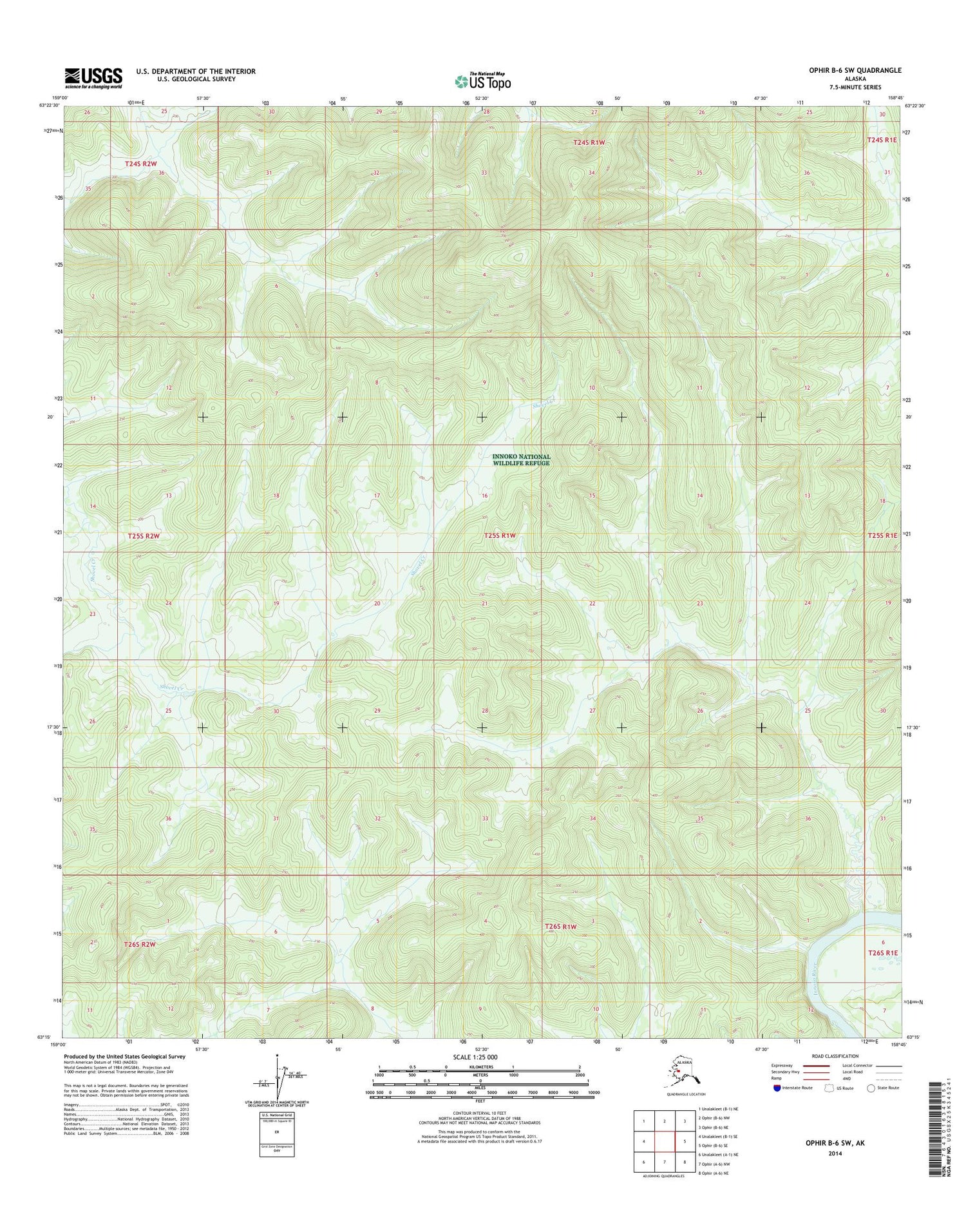 Ophir B-6 SW Alaska US Topo Map Image