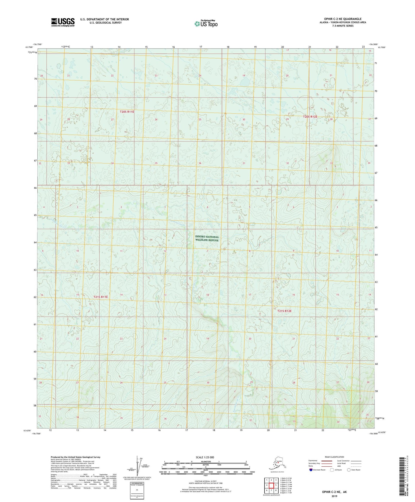 Ophir C-2 NE Alaska US Topo Map Image