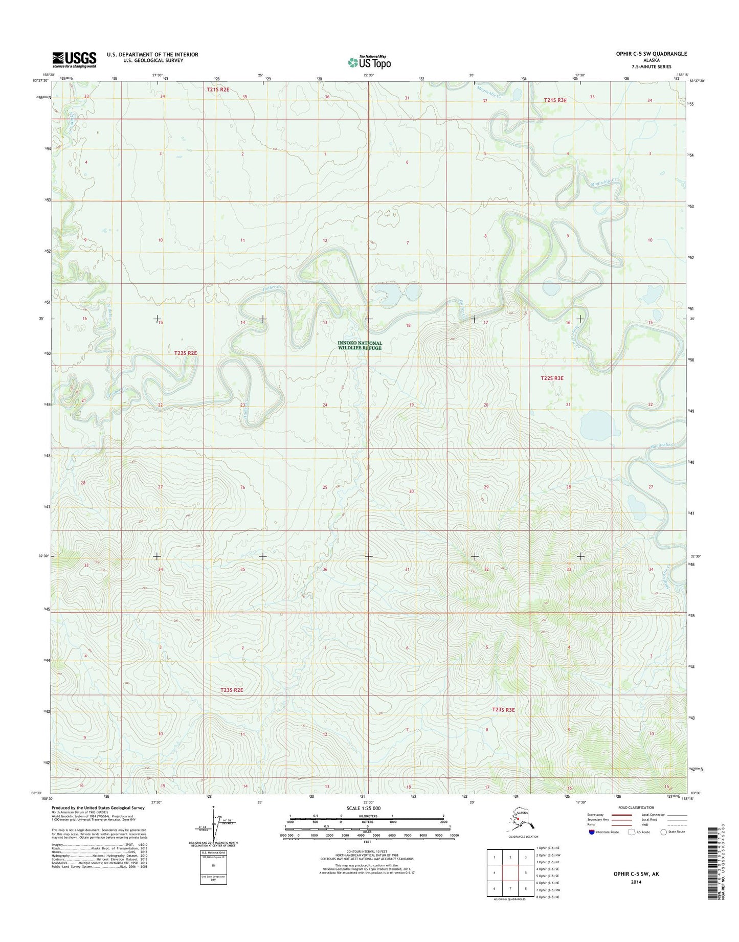 Ophir C-5 SW Alaska US Topo Map Image