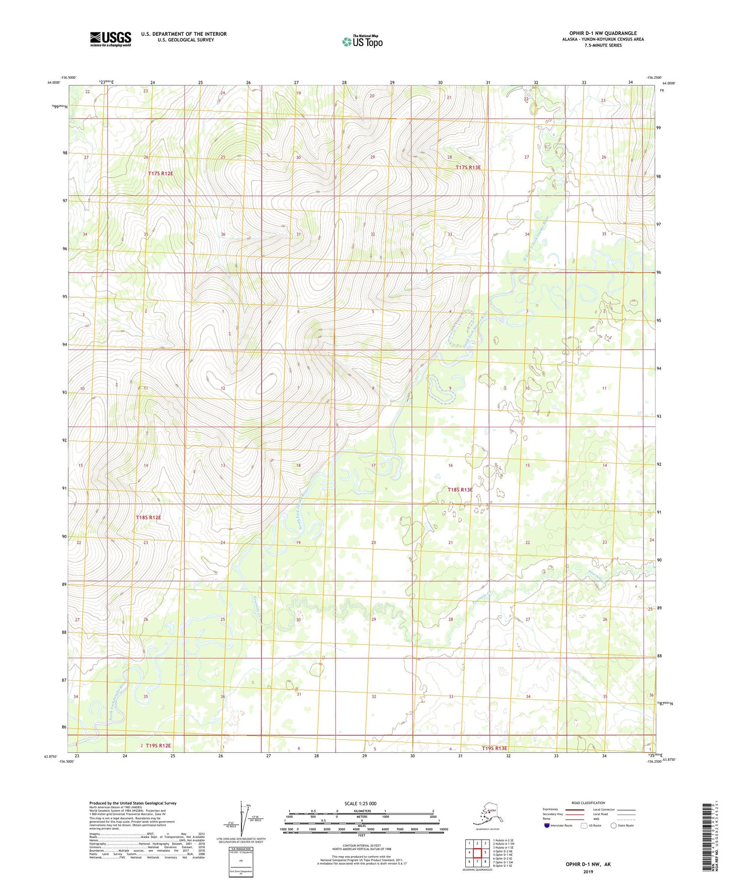 Ophir D-1 NW Alaska US Topo Map Image