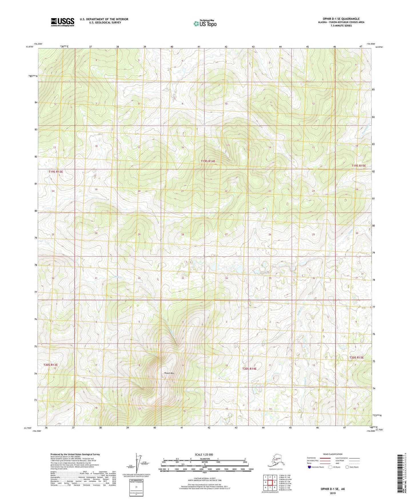 Ophir D-1 SE Alaska US Topo Map Image