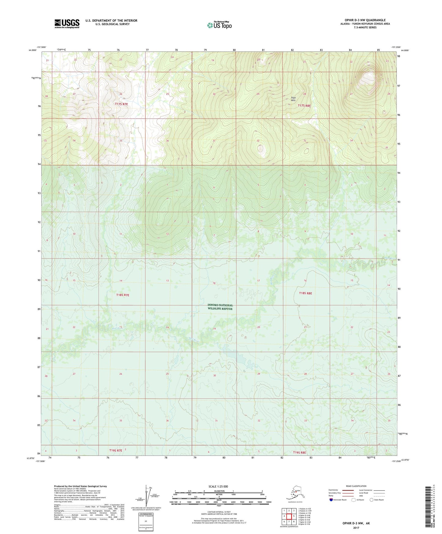 Ophir D-3 NW Alaska US Topo Map Image