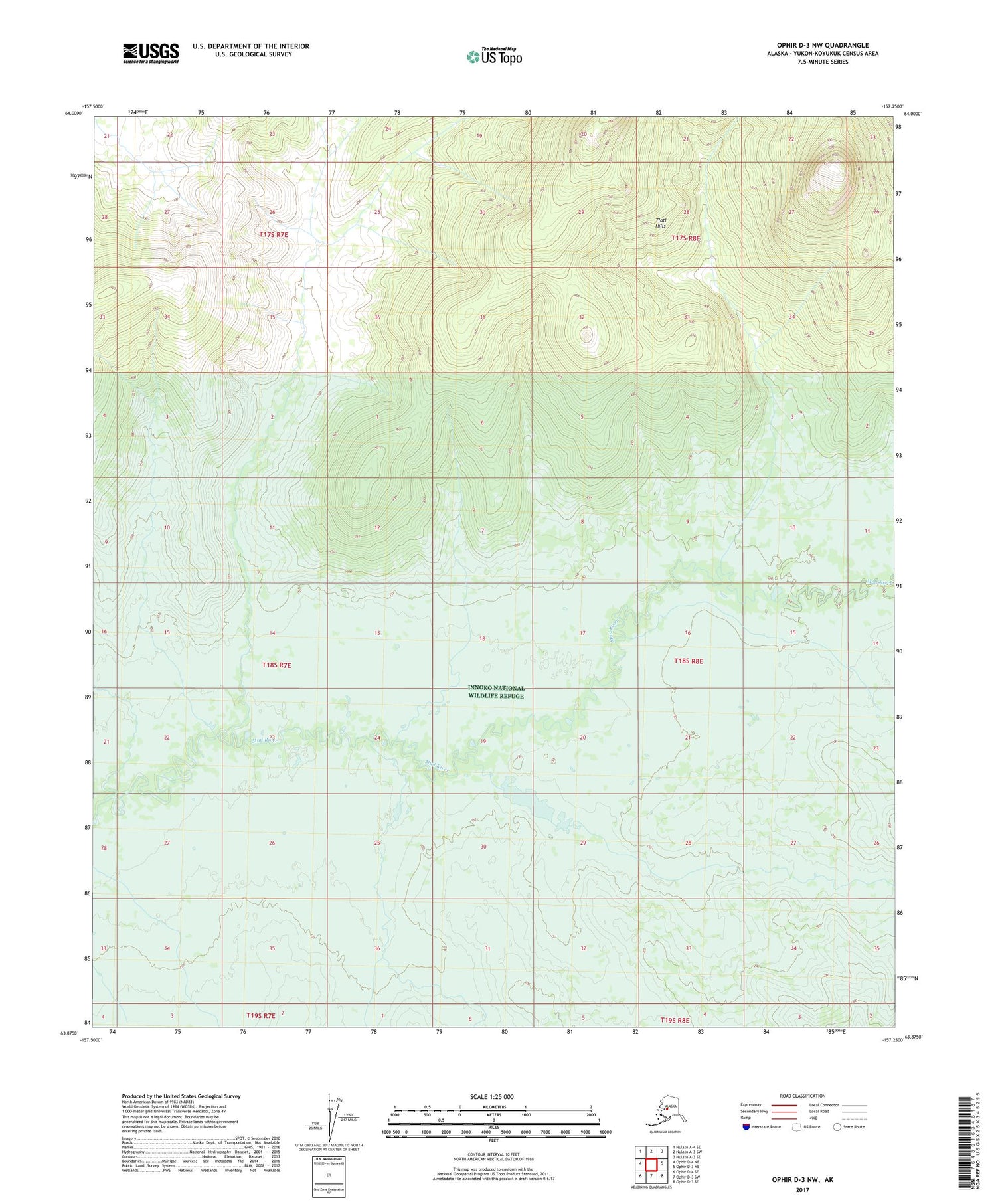 Ophir D-3 NW Alaska US Topo Map Image