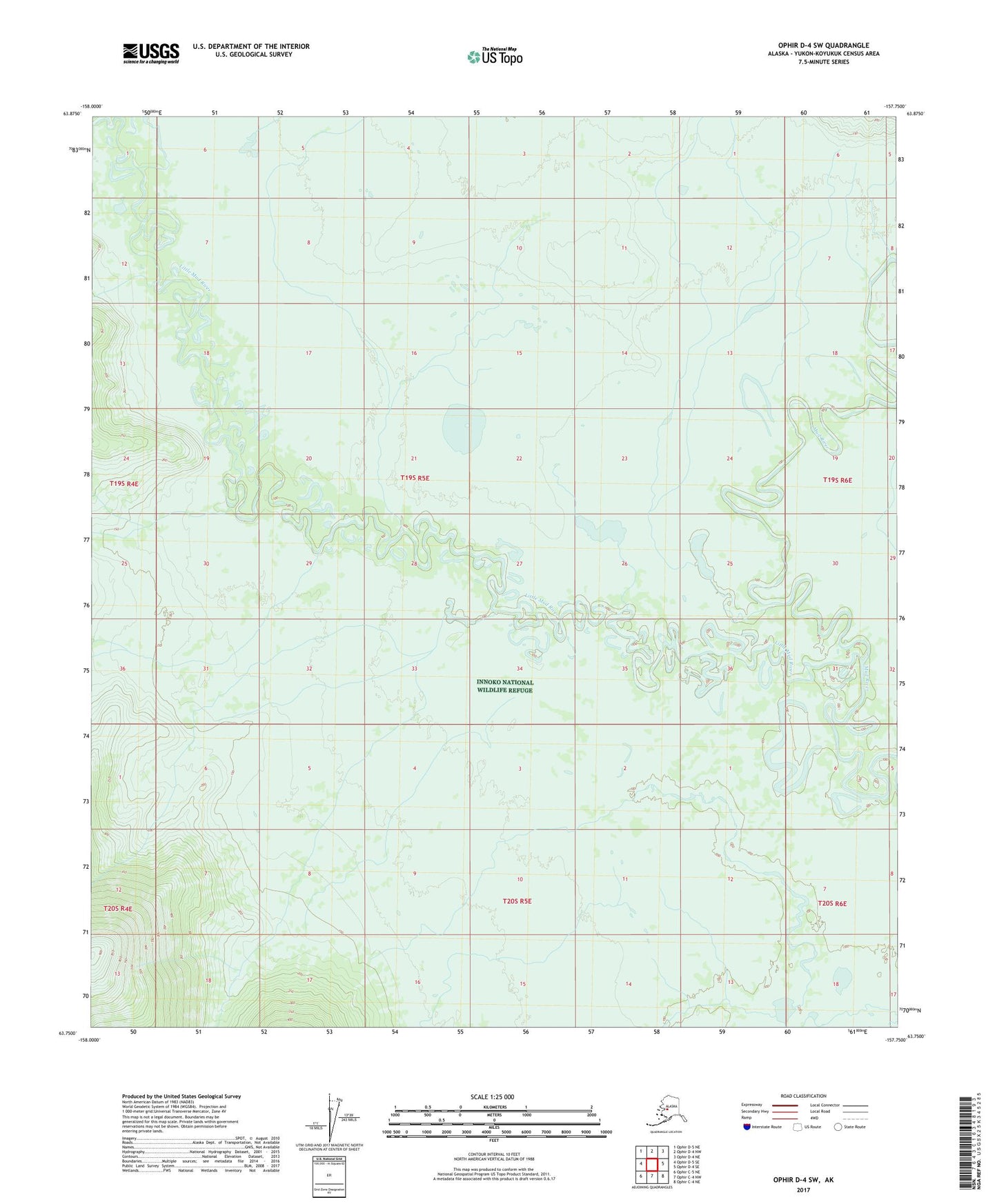 Ophir D-4 SW Alaska US Topo Map Image
