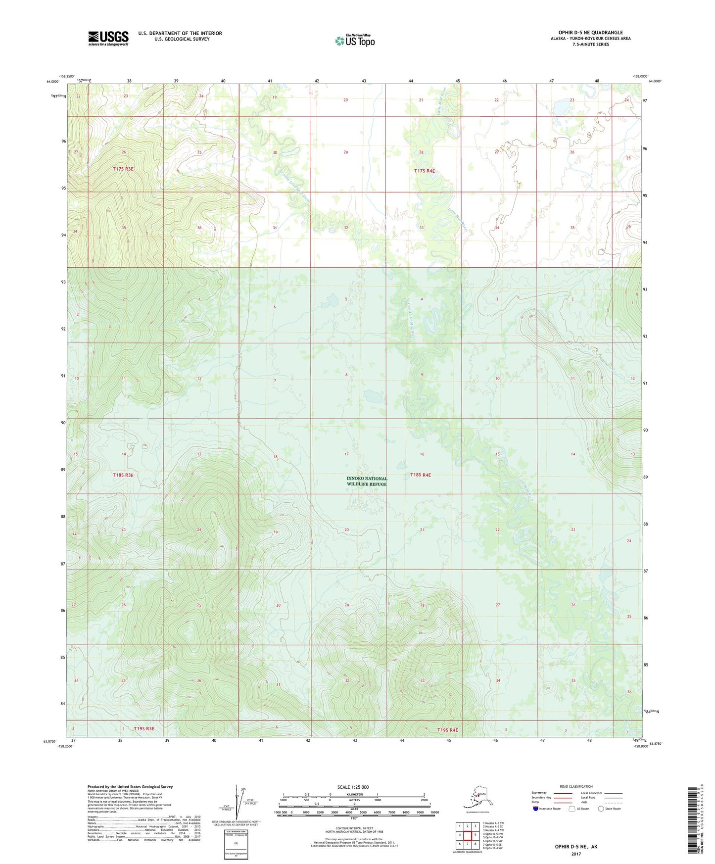 Ophir D-5 NE Alaska US Topo Map Image