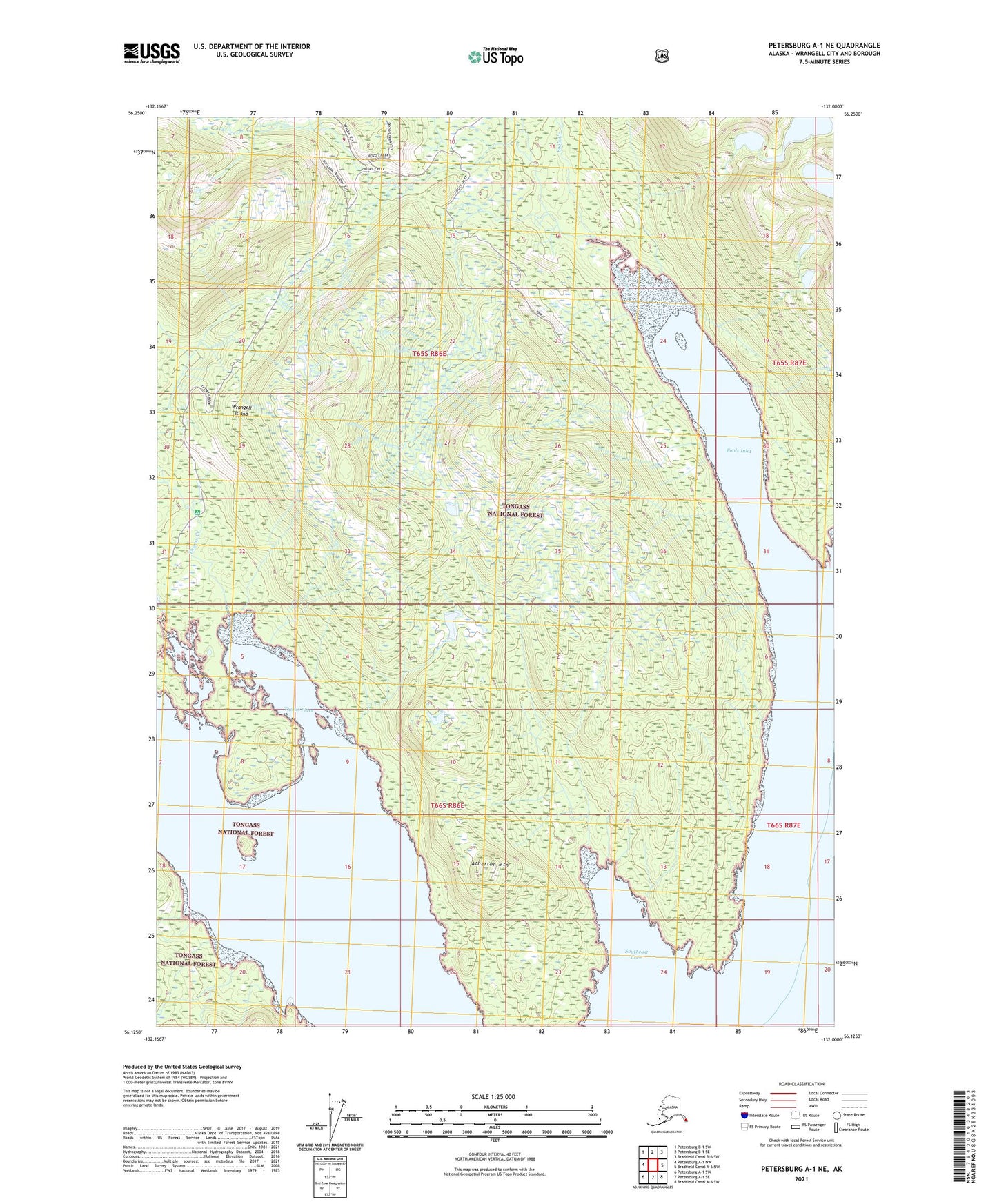 Petersburg A-1 NE Alaska US Topo Map Image