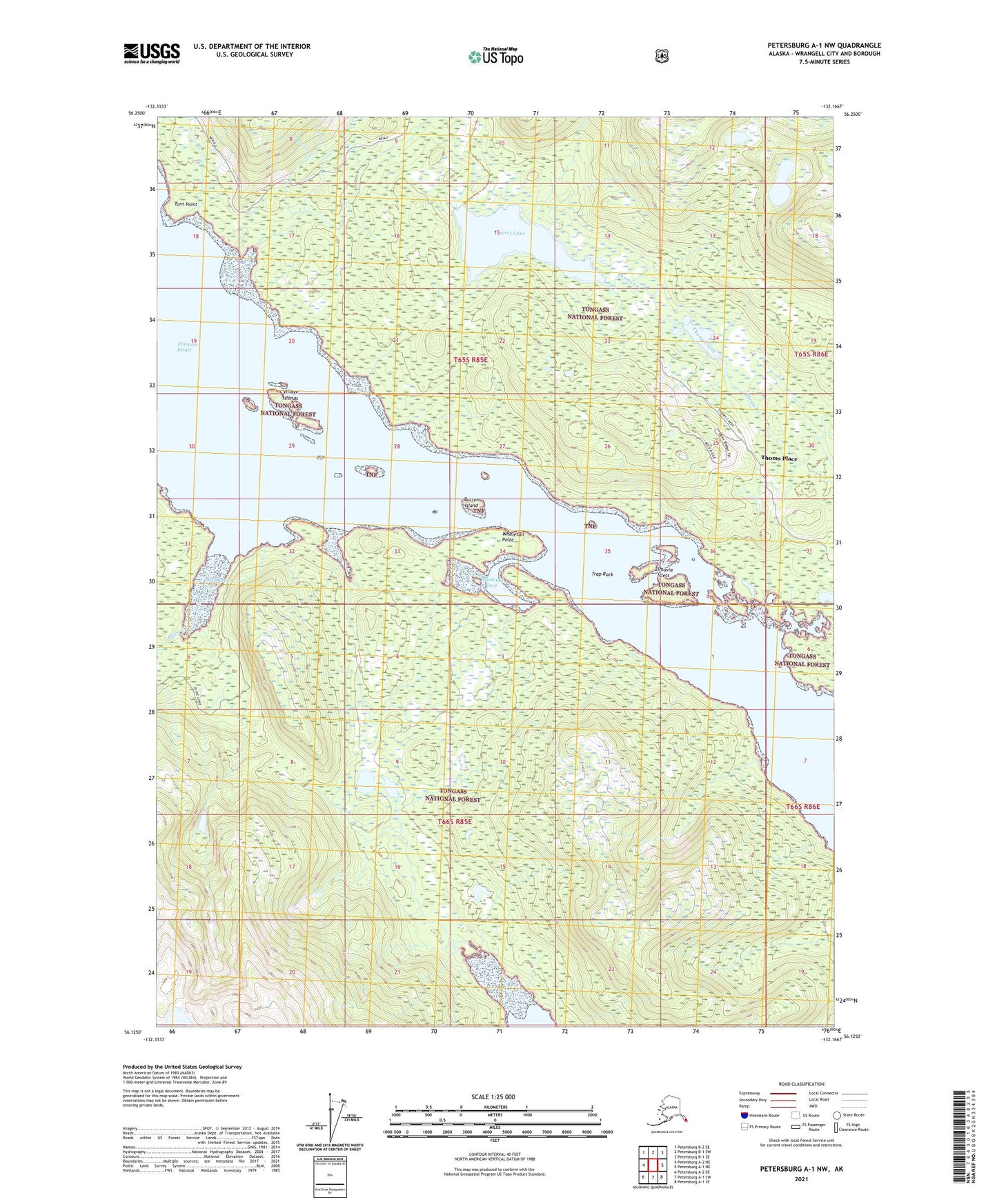 Petersburg A-1 NW Alaska US Topo Map Image