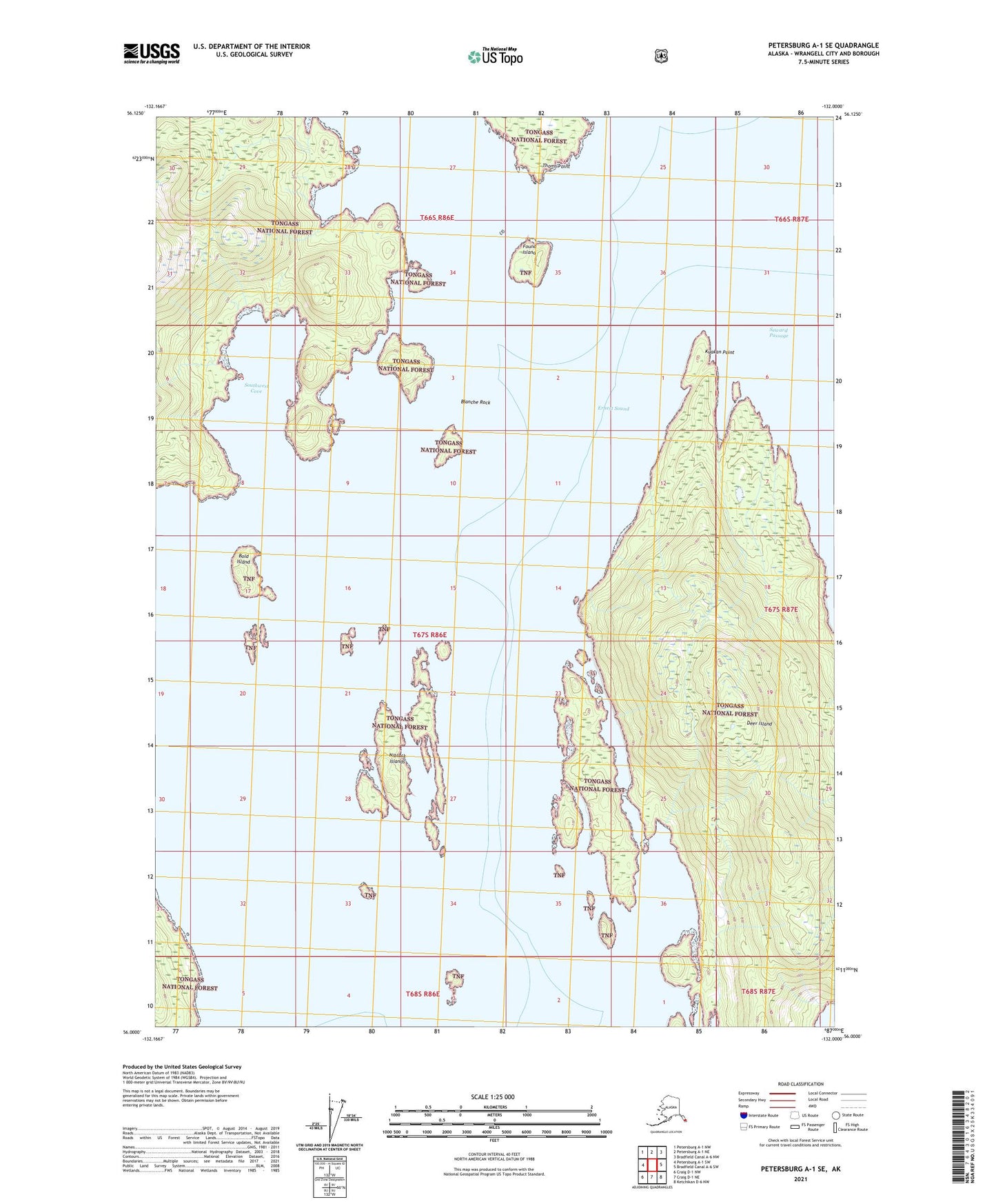 Petersburg A-1 SE Alaska US Topo Map Image