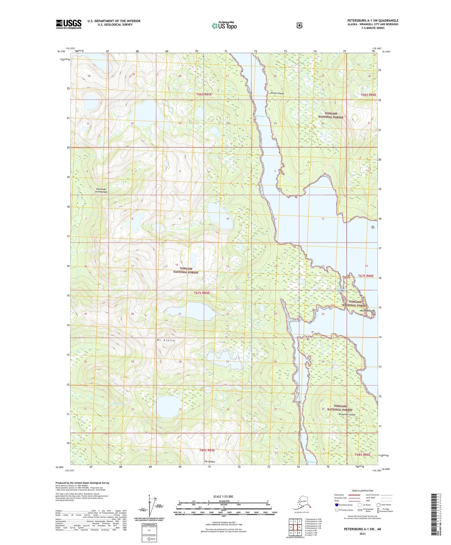 Petersburg A-1 SW Alaska US Topo Map Image