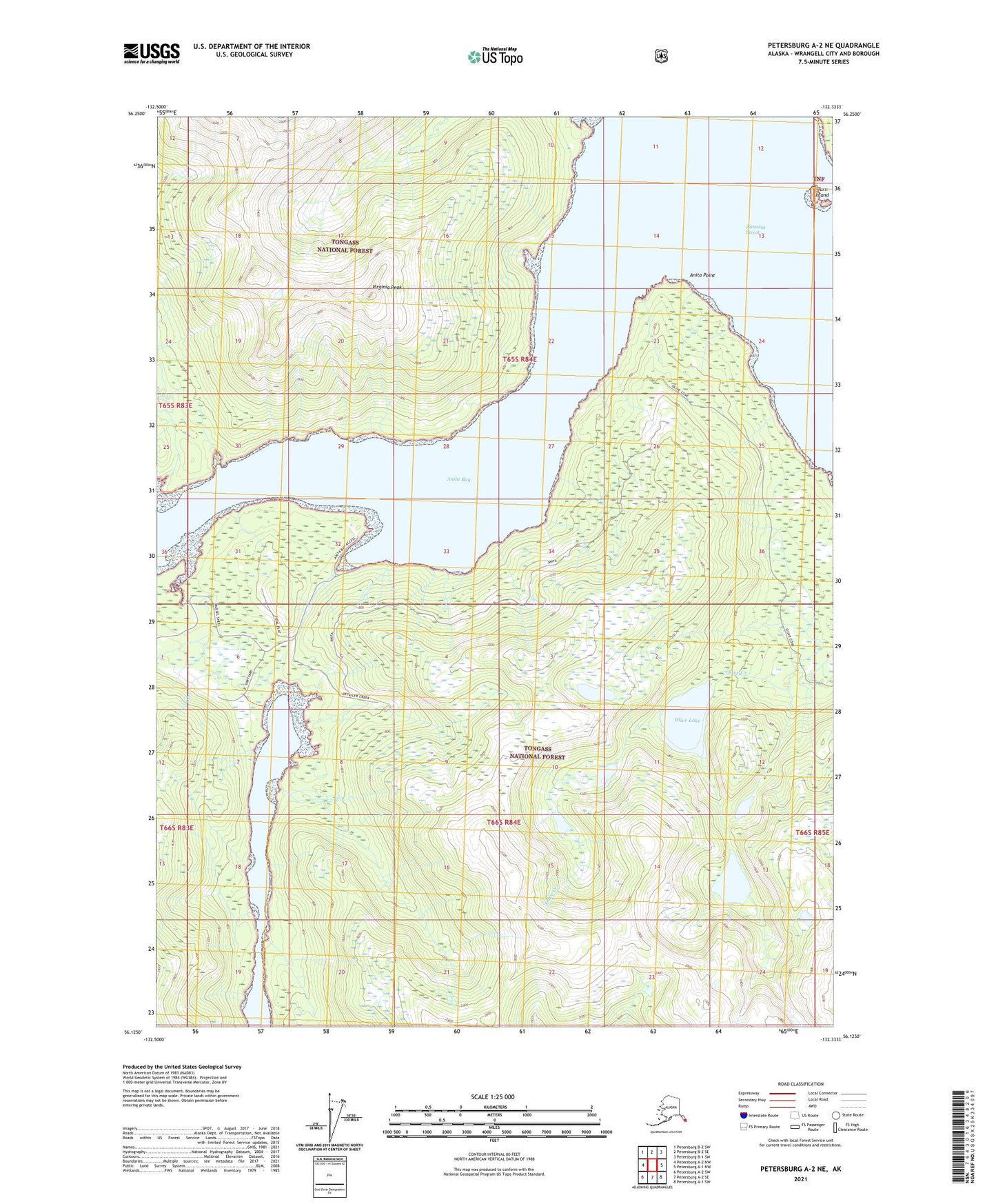 Petersburg A-2 NE Alaska US Topo Map Image