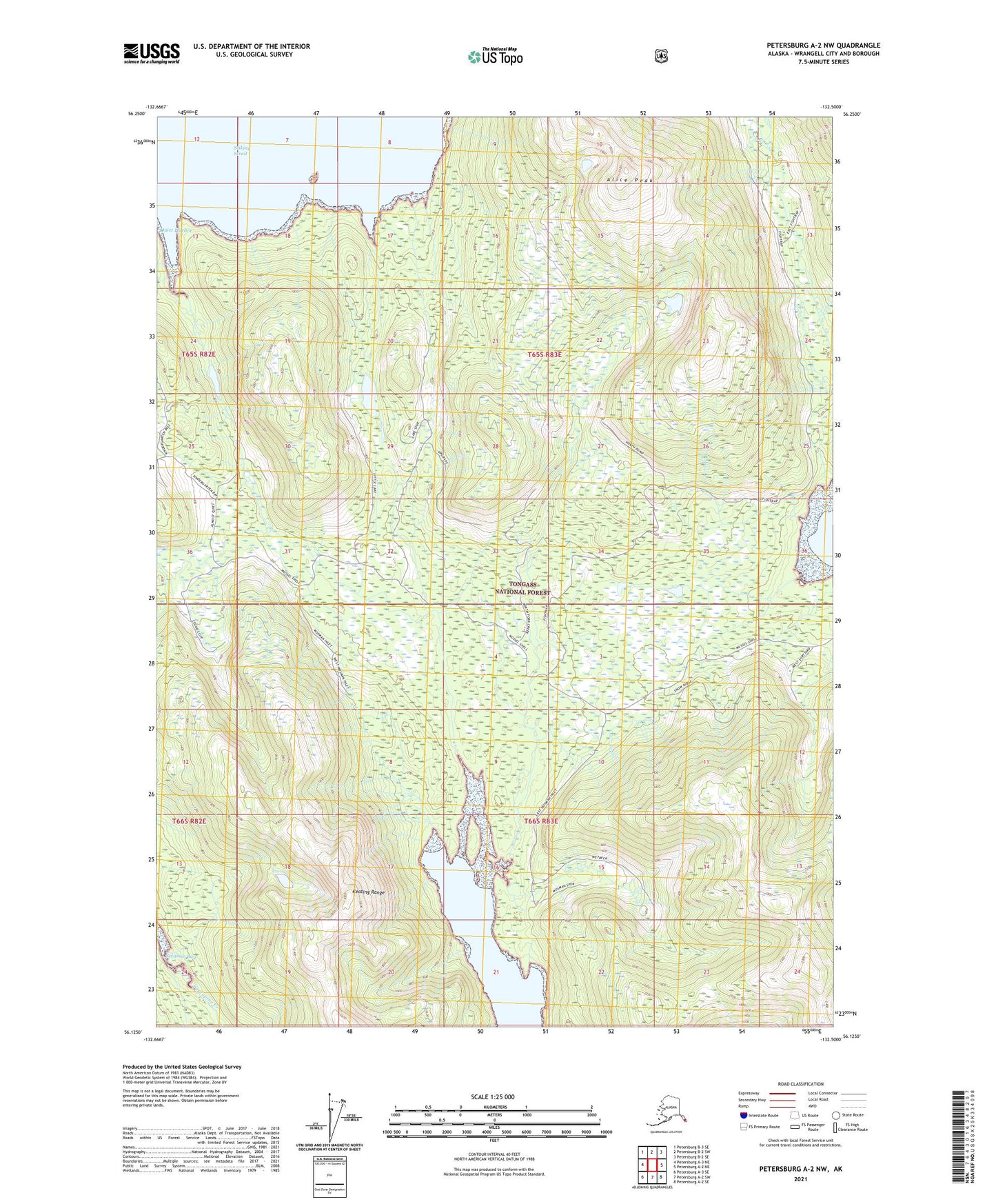 Petersburg A-2 NW Alaska US Topo Map Image