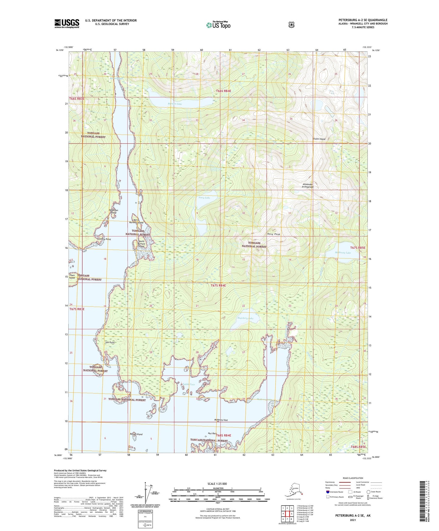 Petersburg A-2 SE Alaska US Topo Map Image
