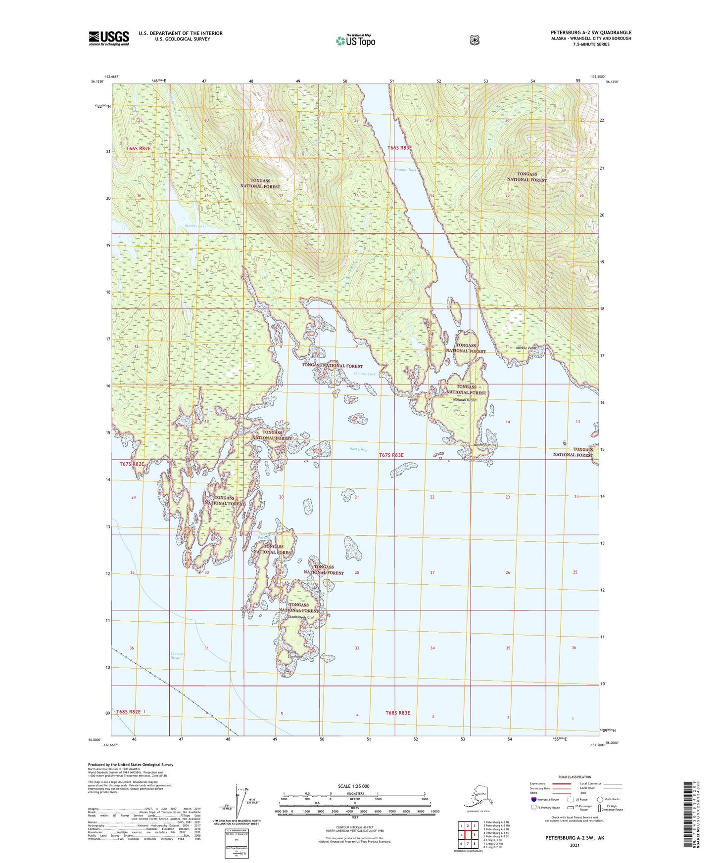 Petersburg A-2 SW Alaska US Topo Map Image