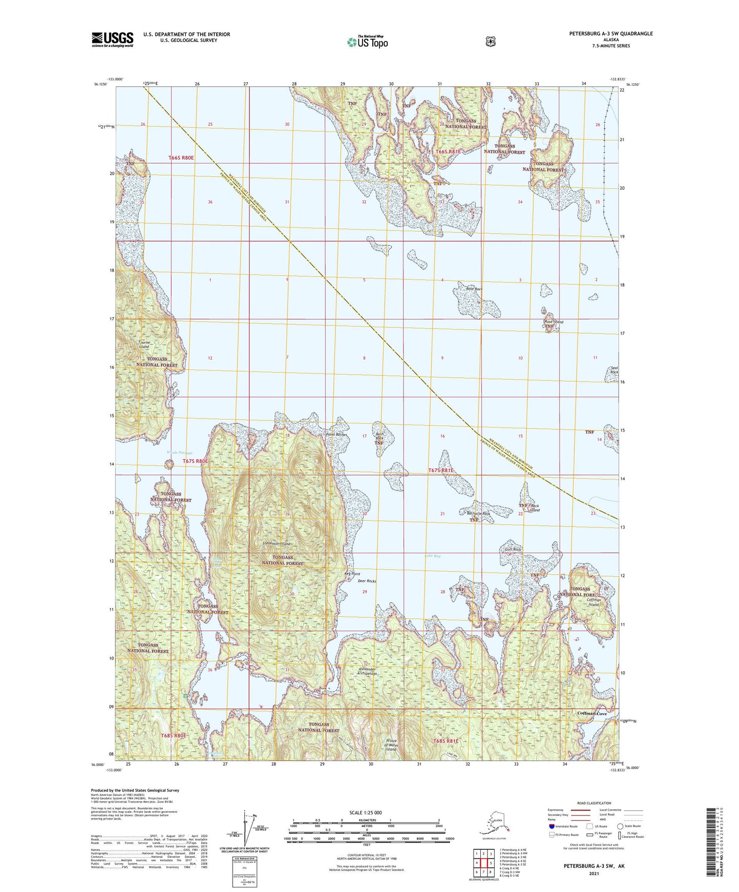 Petersburg A-3 SW Alaska US Topo Map Image