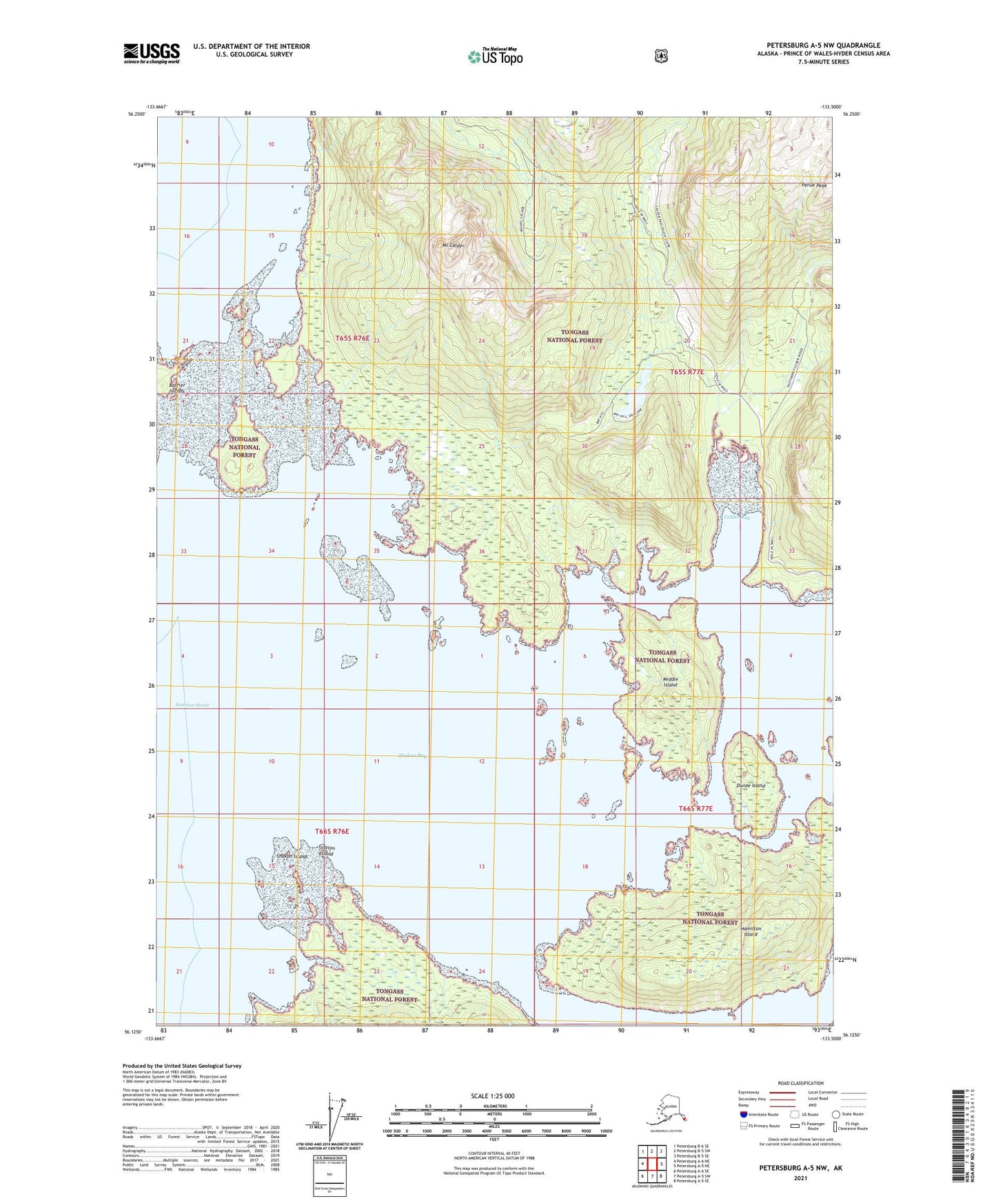 Petersburg A-5 NW Alaska US Topo Map Image