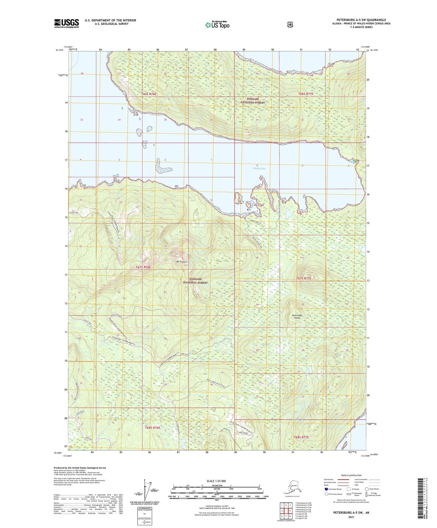 Petersburg A-5 SW Alaska US Topo Map Image