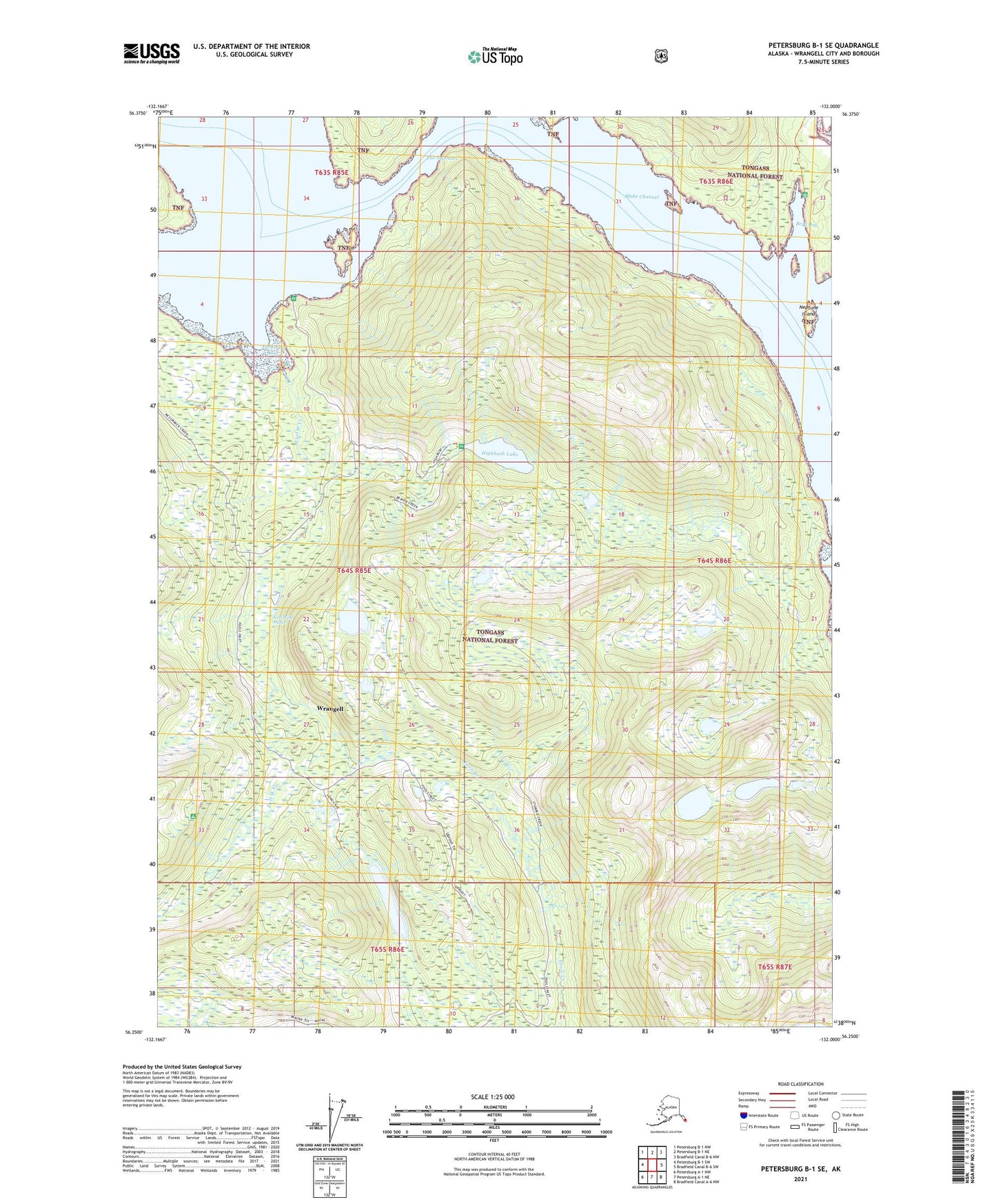 Petersburg B-1 SE Alaska US Topo Map Image