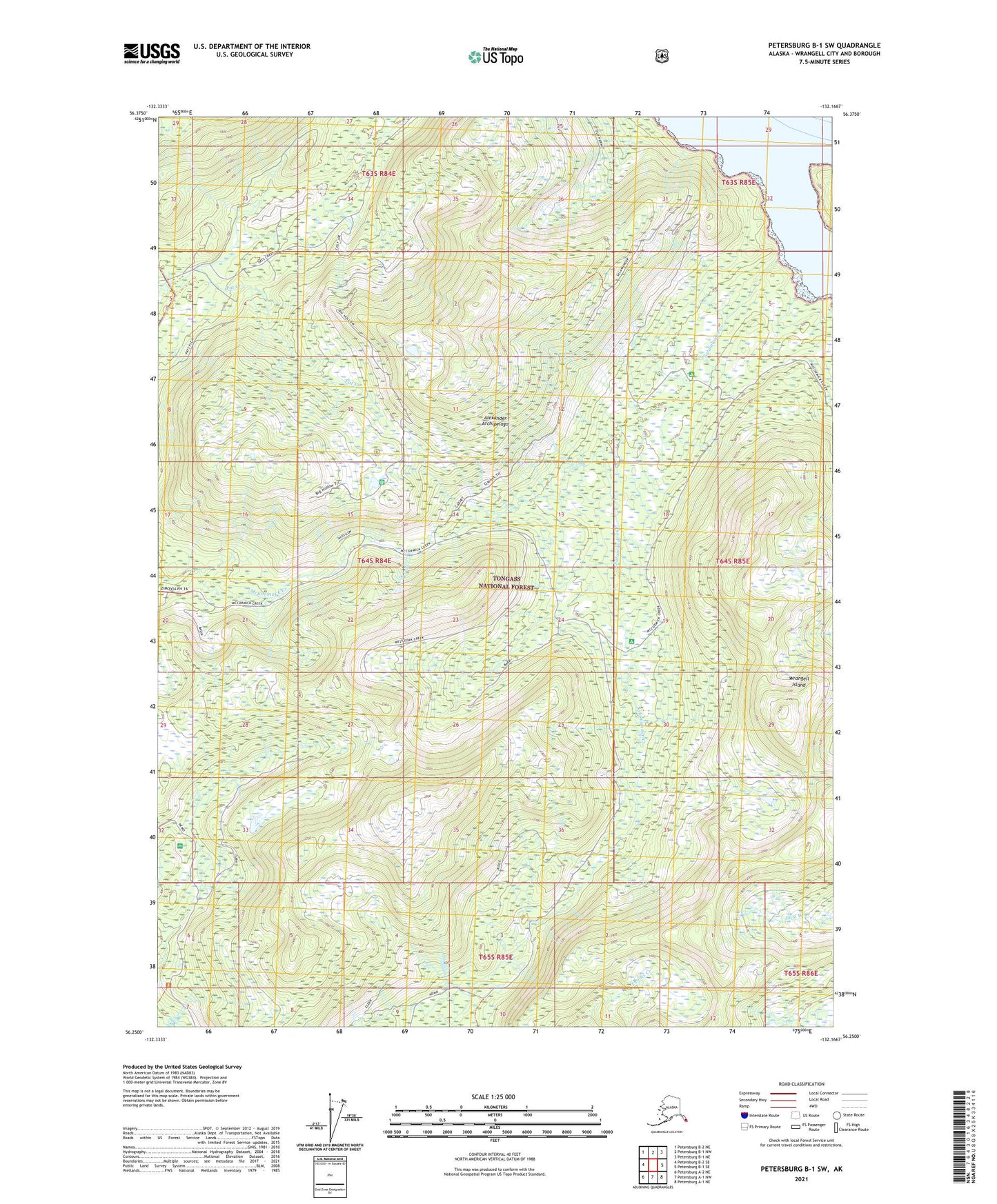 Petersburg B-1 SW Alaska US Topo Map Image