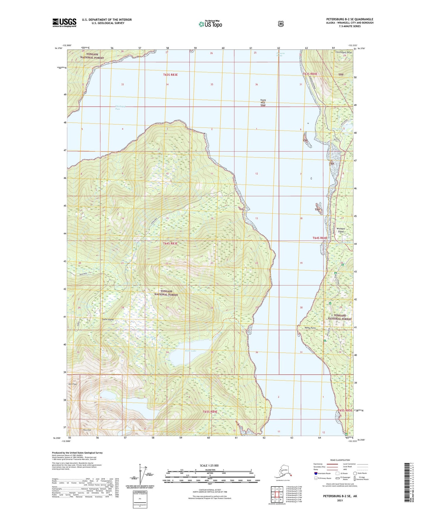 Petersburg B-2 SE Alaska US Topo Map Image