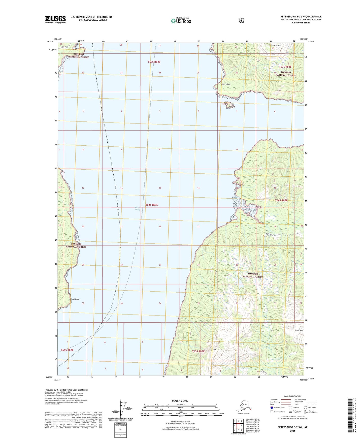 Petersburg B-2 SW Alaska US Topo Map Image