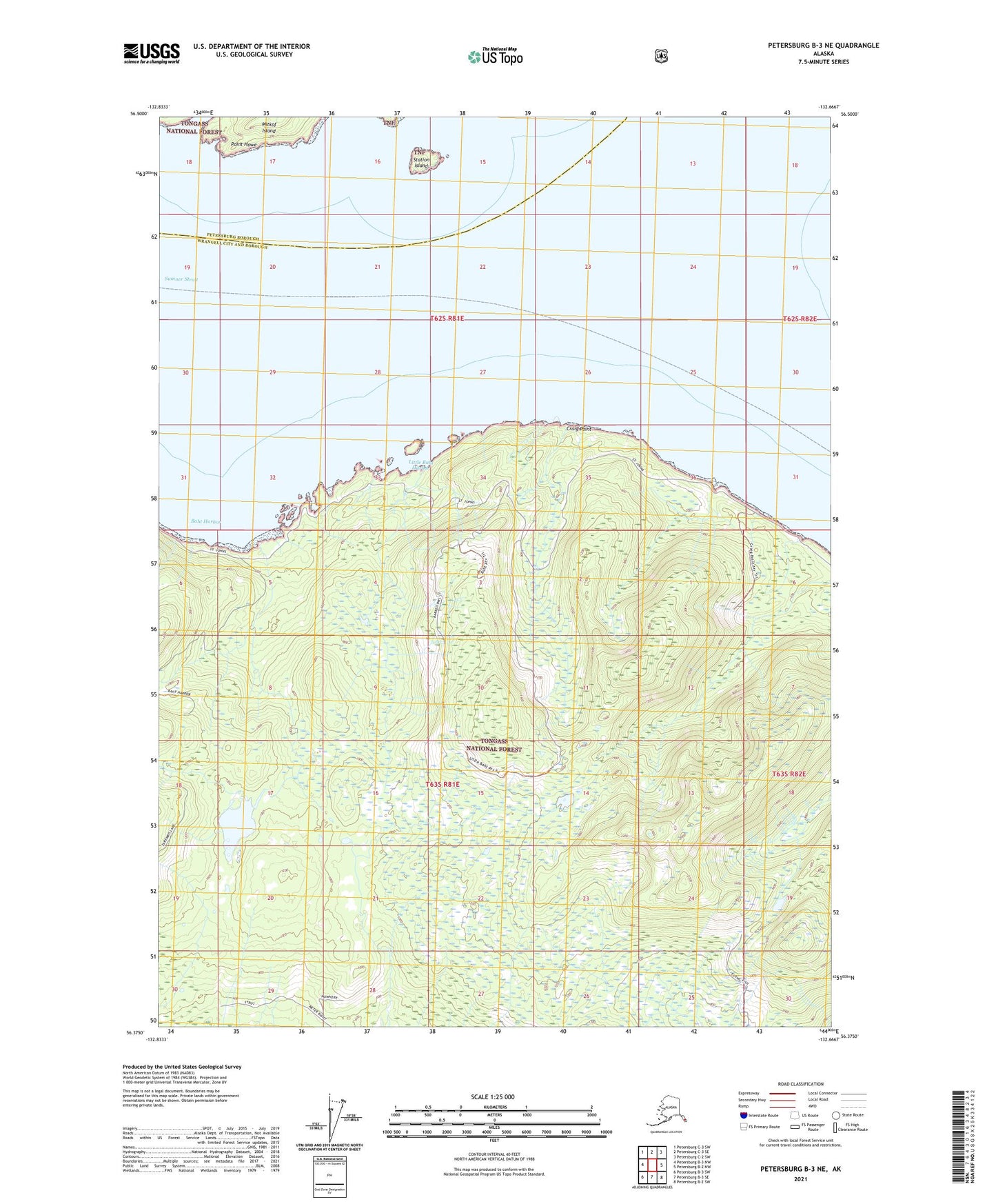 Petersburg B-3 NE Alaska US Topo Map Image