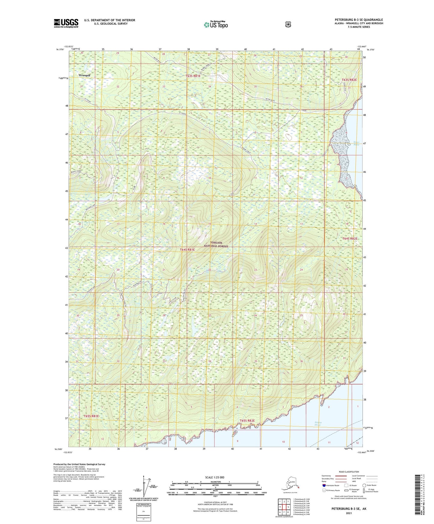 Petersburg B-3 SE Alaska US Topo Map Image