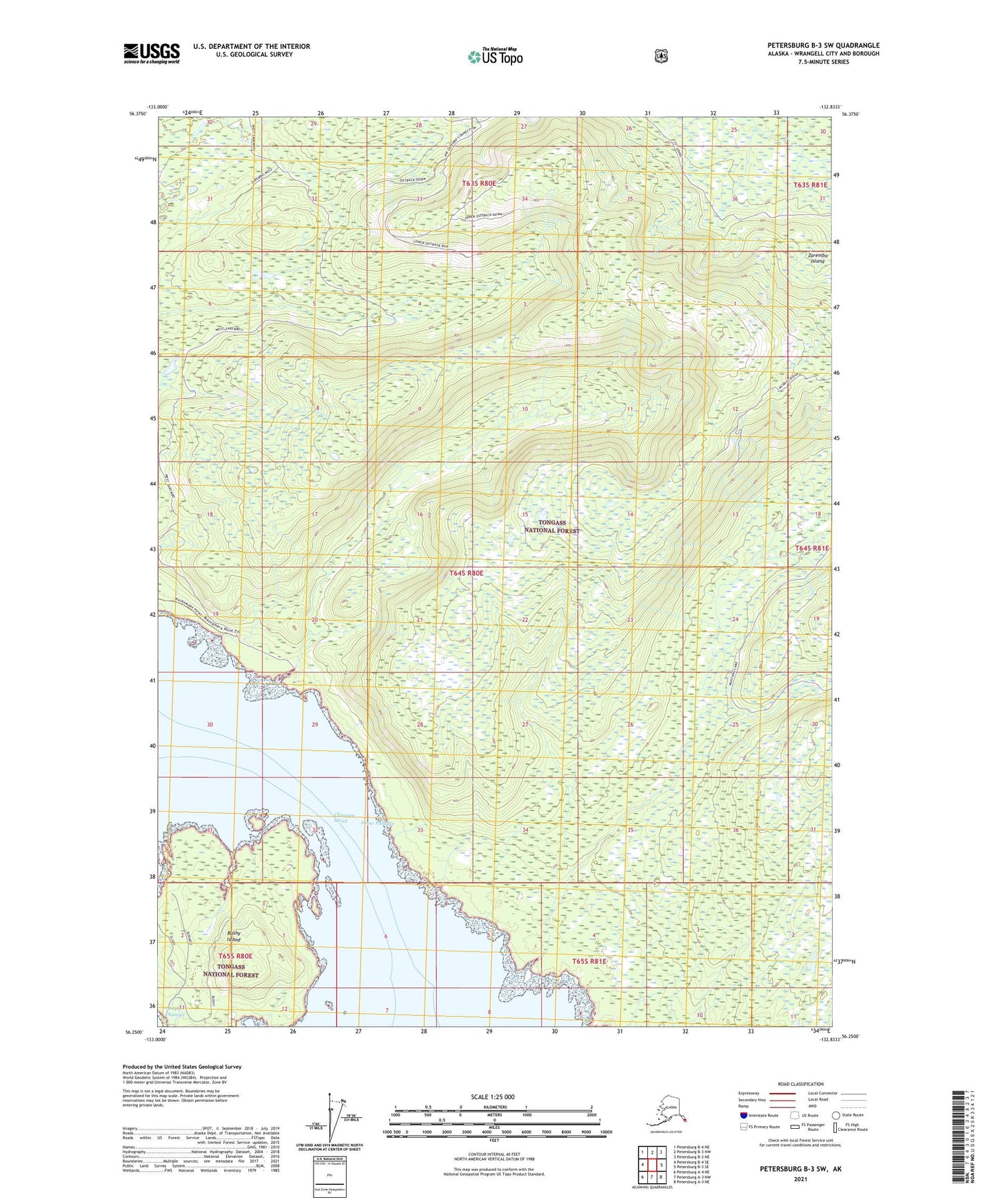 Petersburg B-3 SW Alaska US Topo Map Image