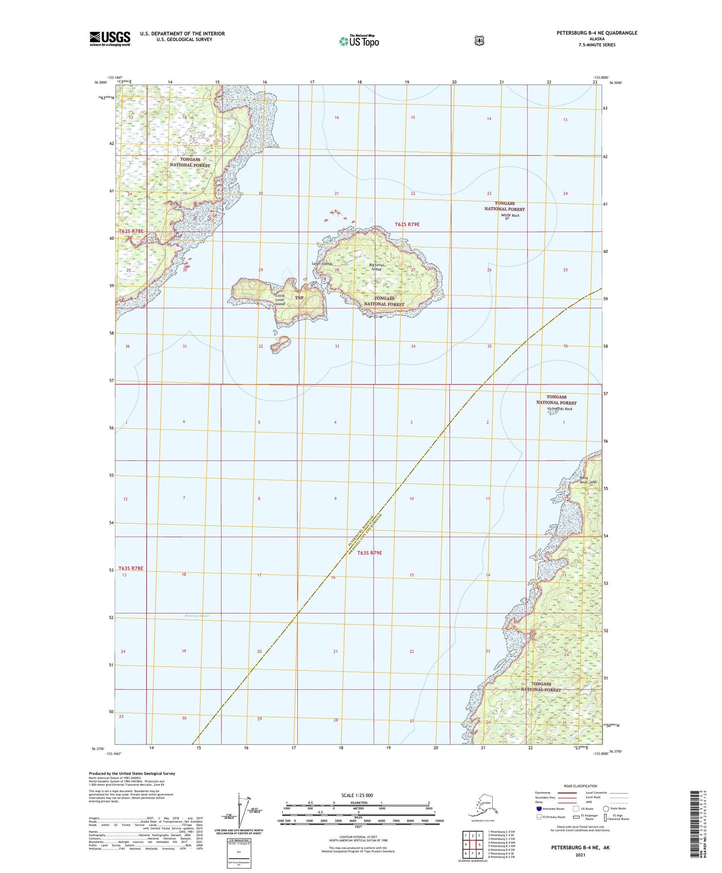 Petersburg B-4 NE Alaska US Topo Map Image