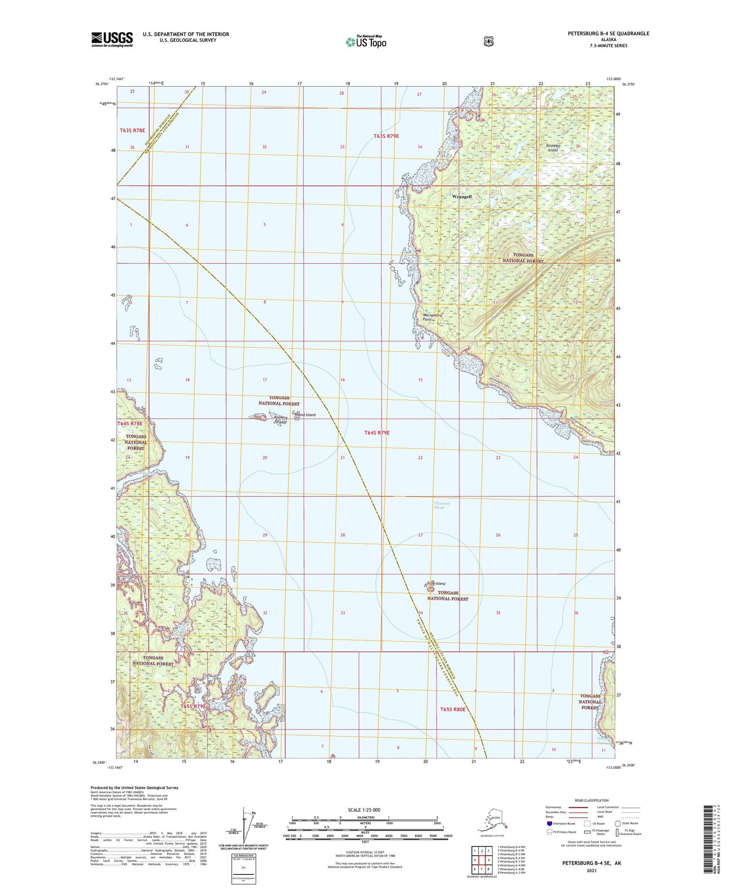 Petersburg B-4 SE Alaska US Topo Map Image
