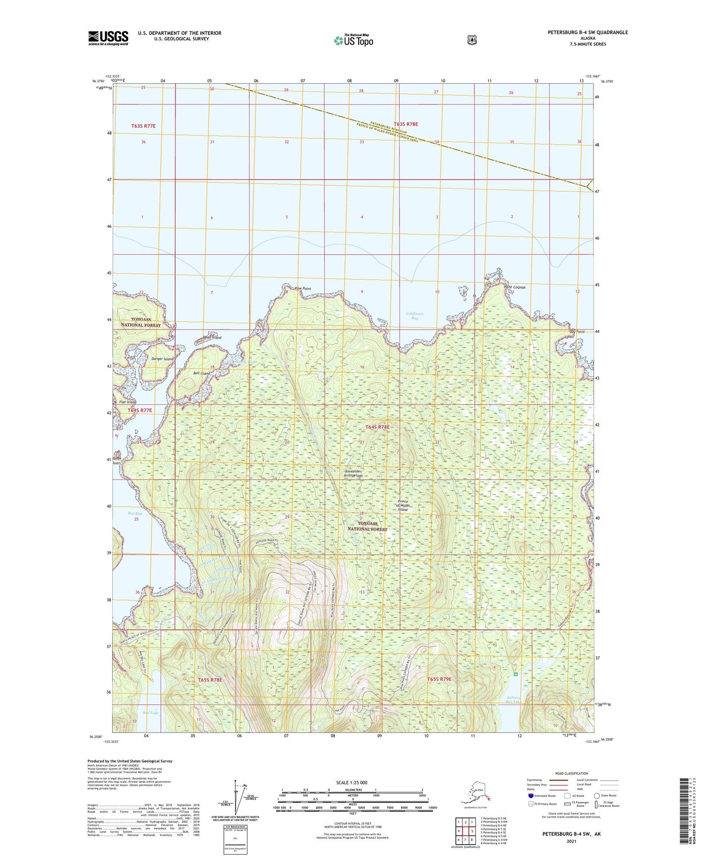 Petersburg B-4 SW Alaska US Topo Map Image