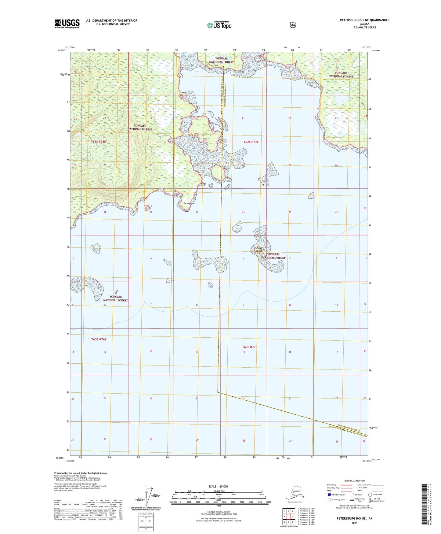 Petersburg B-5 NE Alaska US Topo Map Image