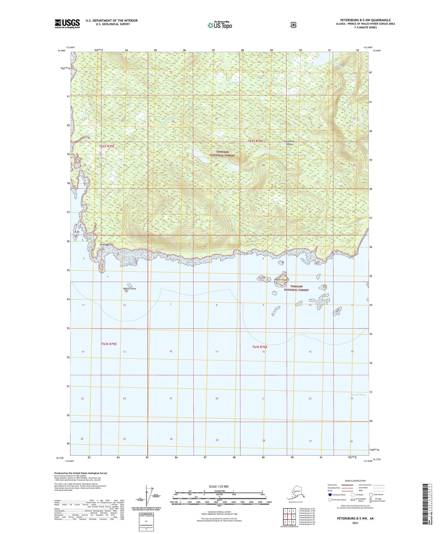 Petersburg B-5 NW Alaska US Topo Map Image
