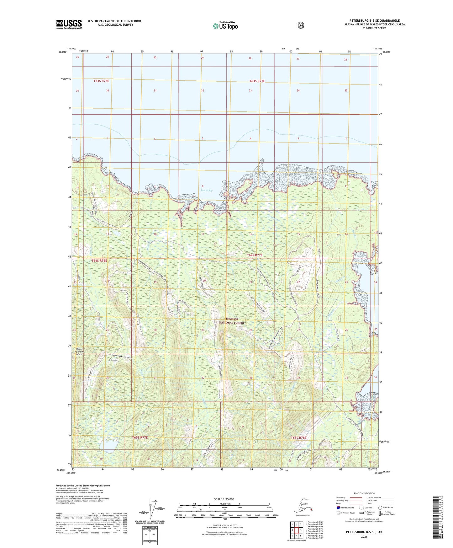 Petersburg B-5 SE Alaska US Topo Map Image