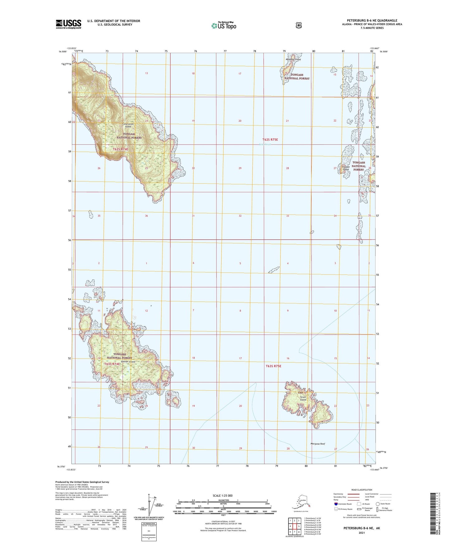 Petersburg B-6 NE Alaska US Topo Map Image