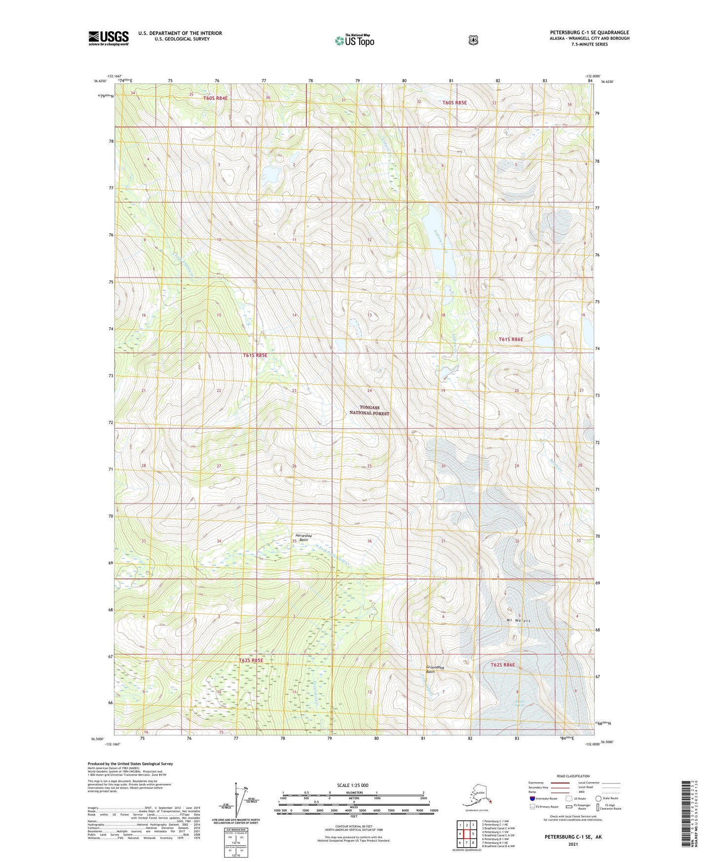 Petersburg C-1 SE Alaska US Topo Map Image