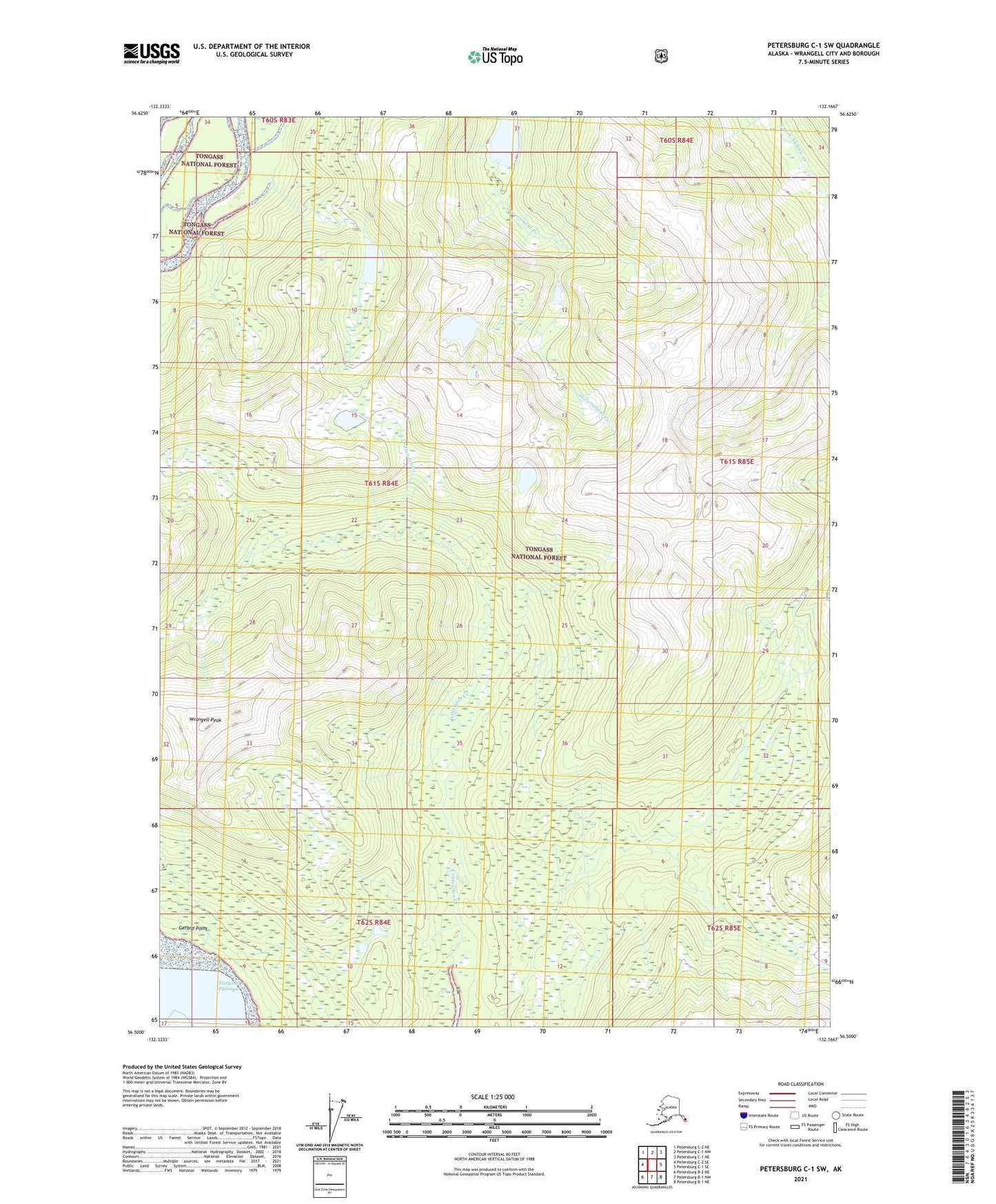 Petersburg C-1 SW Alaska US Topo Map Image
