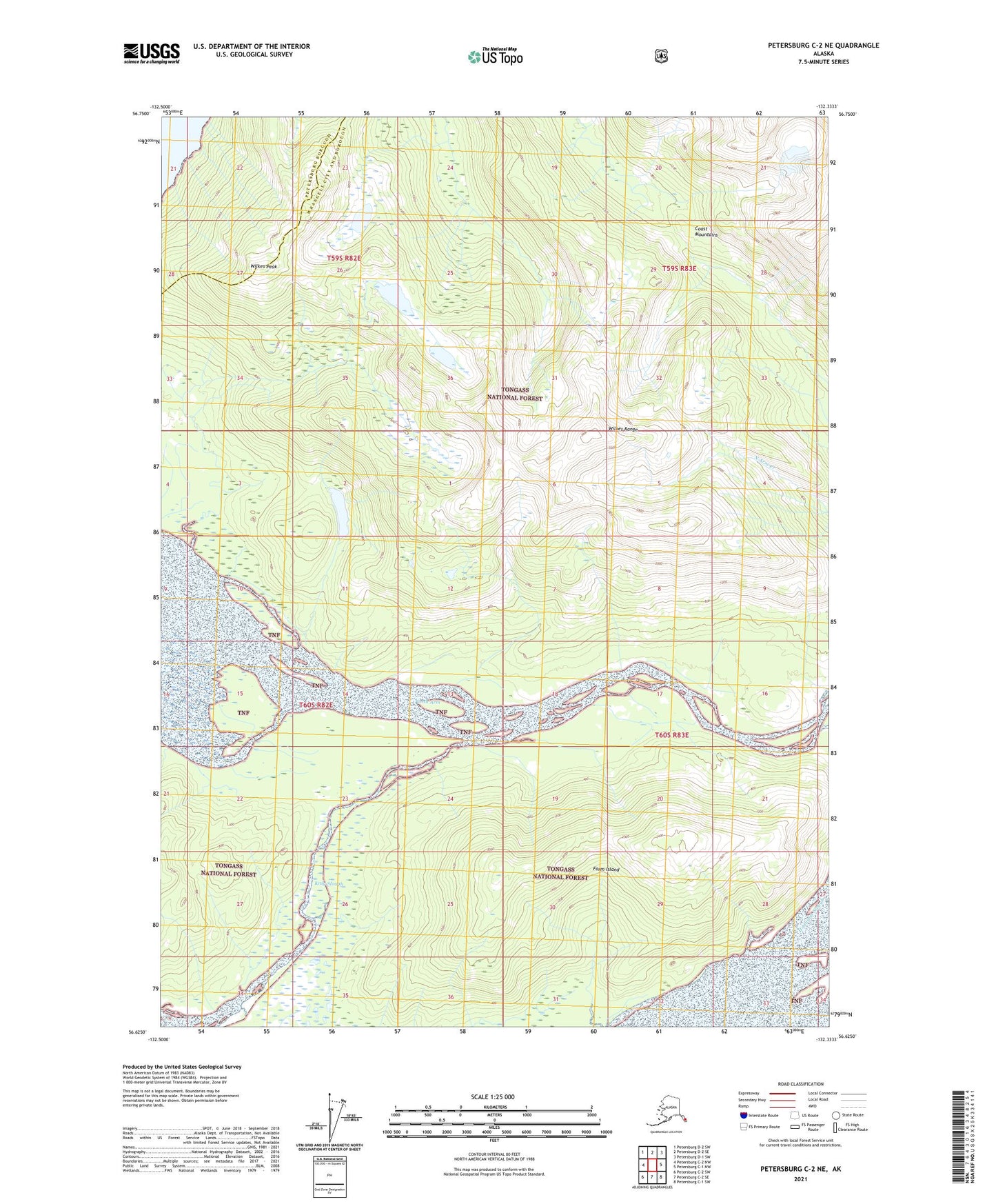 Petersburg C-2 NE Alaska US Topo Map Image
