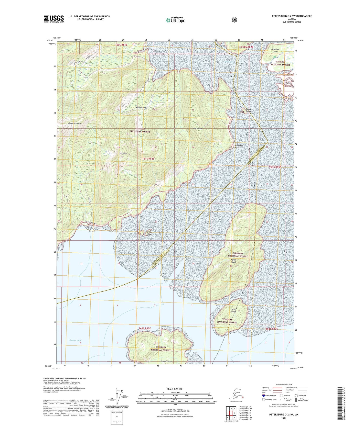 Petersburg C-2 SW Alaska US Topo Map Image